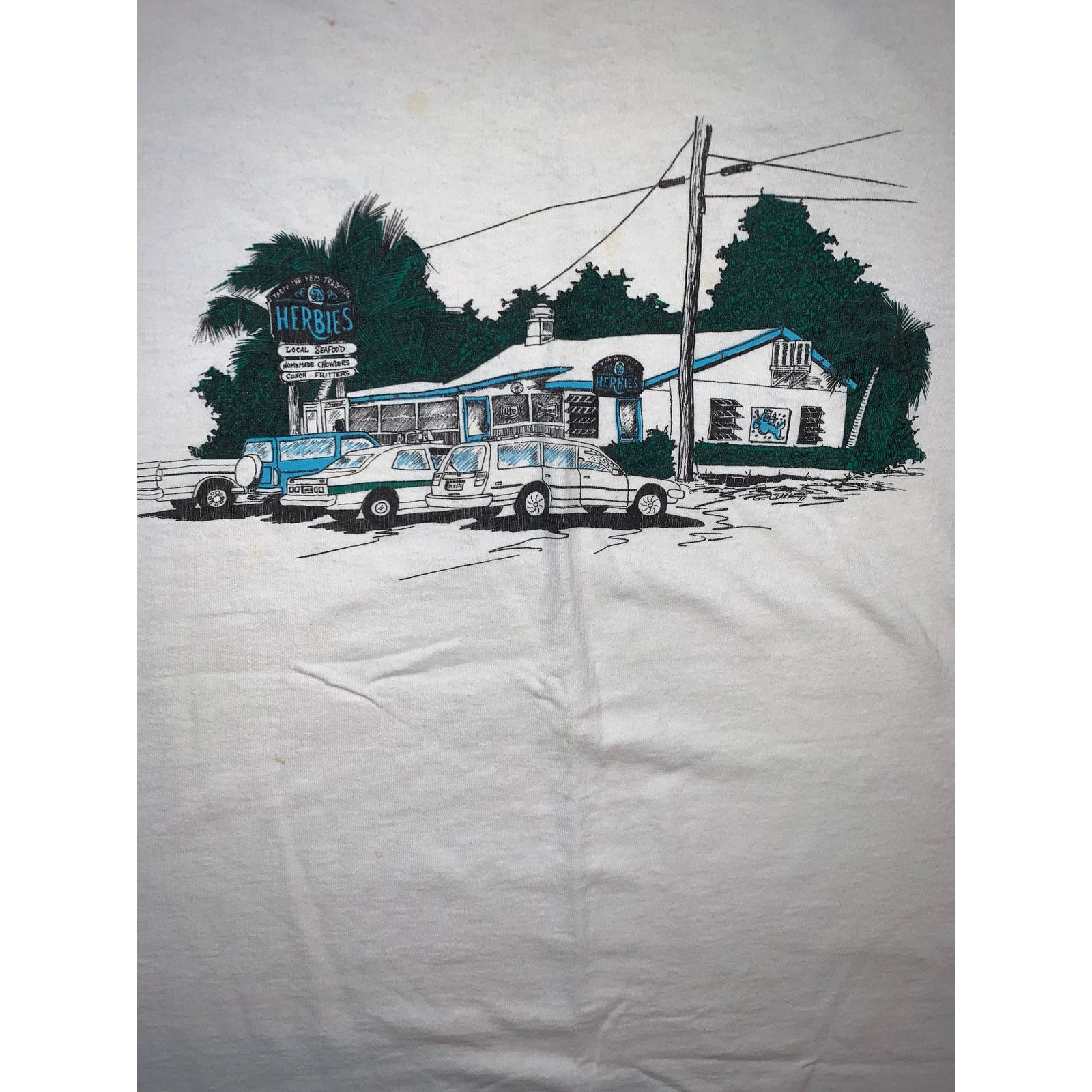 Fruit Of The Loom Vintage Herbies Diner Marathon FL T Shirt 1992 USA Size US XXL / EU 58 / 5 - 1 Thumbnail