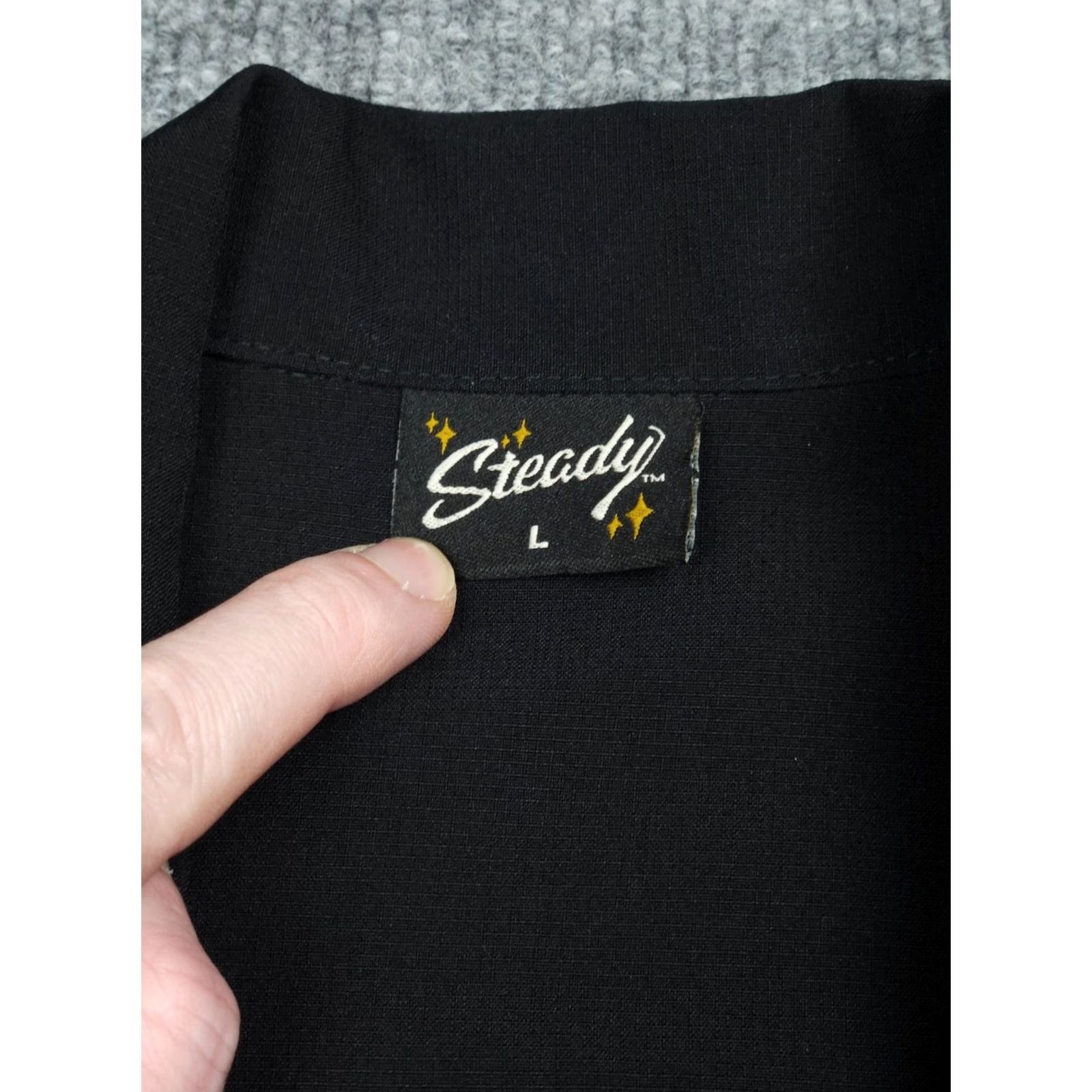 Vintage Steady Shirt Mens Large Black TIKI Button Up Bowling Short Sleeve USA Size US L / EU 52-54 / 3 - 6 Thumbnail