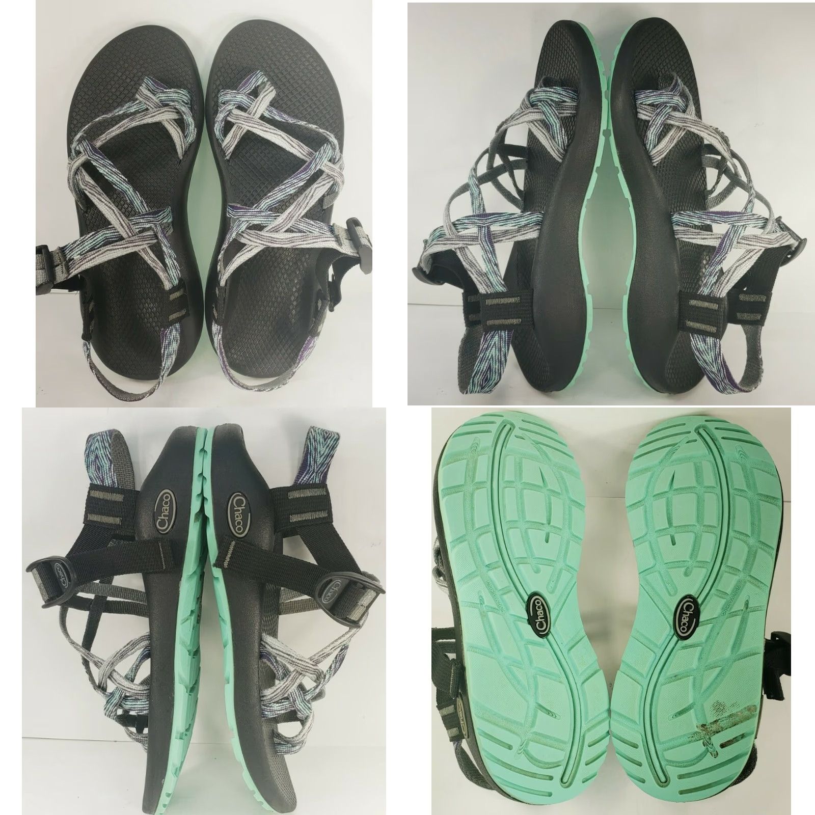Chaco Chaco ZX2 Women's Sandal Strappy Gray Blue Purple 8 Vibram Sole Toe Loop Size US 8 / IT 38 - 8 Thumbnail