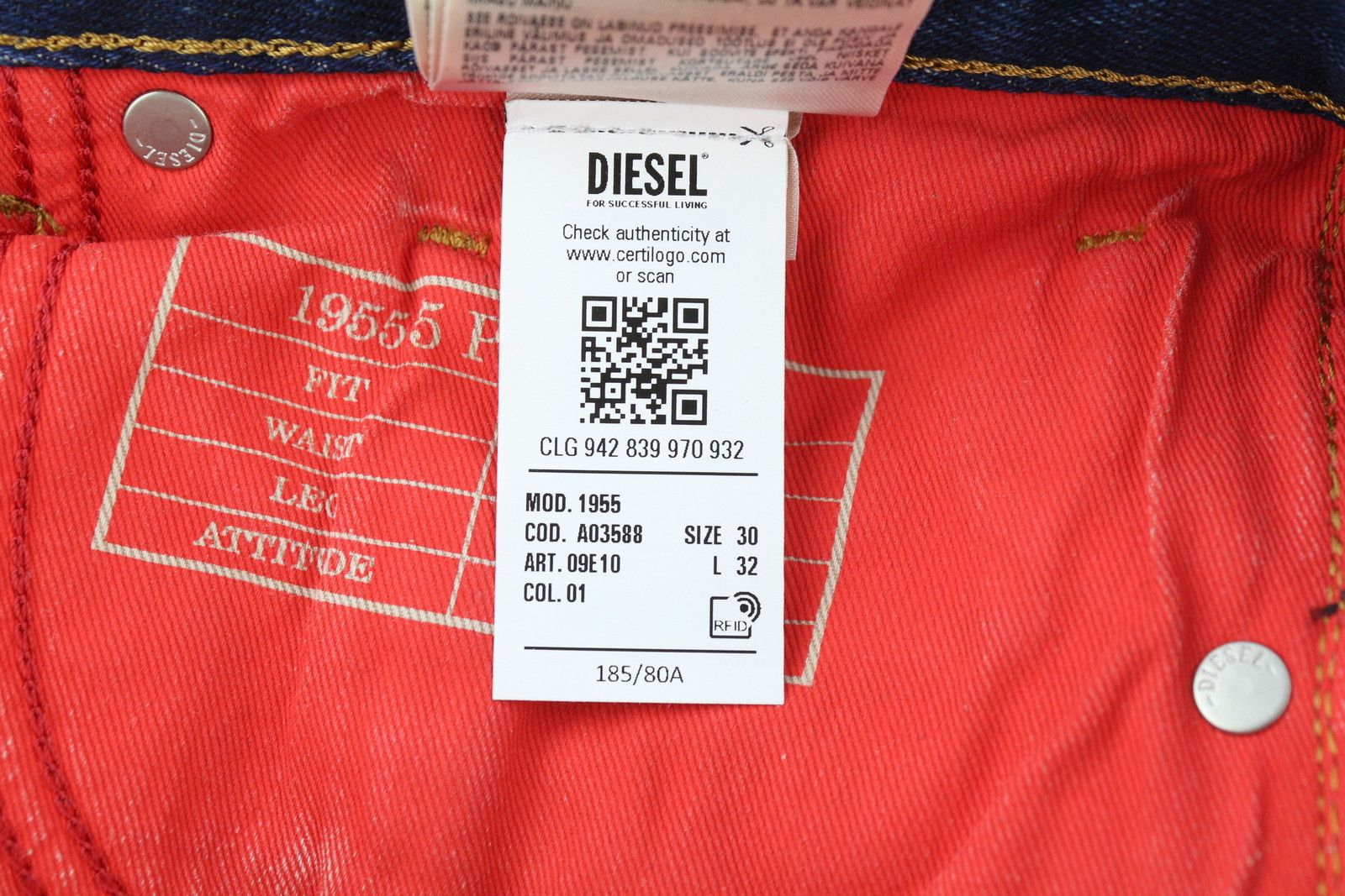 Diesel 1955 09E10 W30/L32 Blue Regular Straight Distress 85397 Size US 30 / EU 46 - 12 Thumbnail