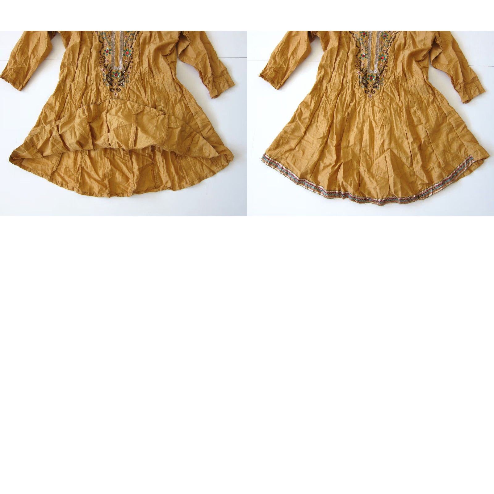 Vintage VINTAGE Oky Coky Brown 3/4 Sleeve Scoop Neck Beaded Floral Peasant Blouse Large Size L / US 10 / IT 46 - 8 Thumbnail