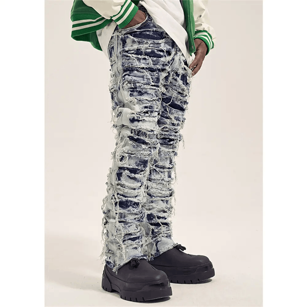 image of Faded Washed Slim Fit Stretch Jeans in Blue, Men's (Size 33)