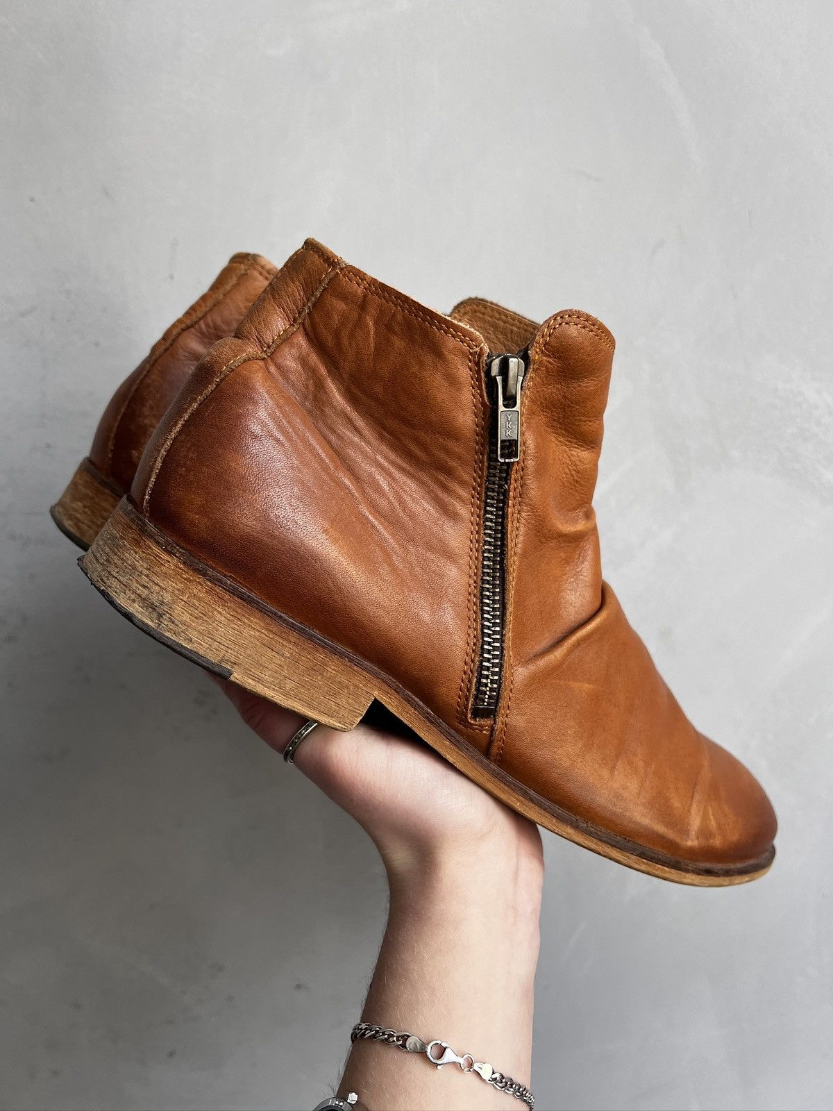 Other Orange Leather Ankle Boots Side guidi style Vintage Look Size US 9 / EU 42 - 4 Thumbnail