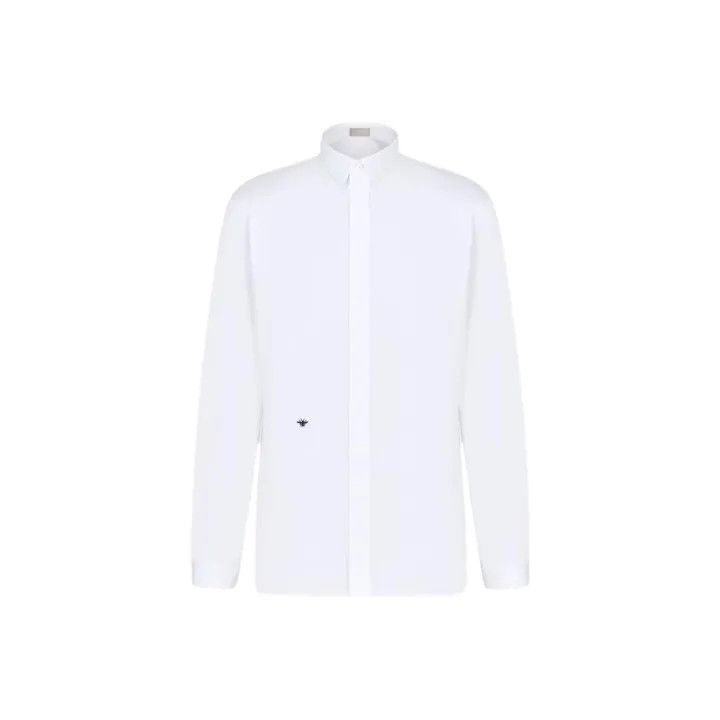 Dior Dior Men's White Bee Embroidered Long Sleeve Shirt 0079 Size US XS / EU 42 / 0 - 1 Thumbnail