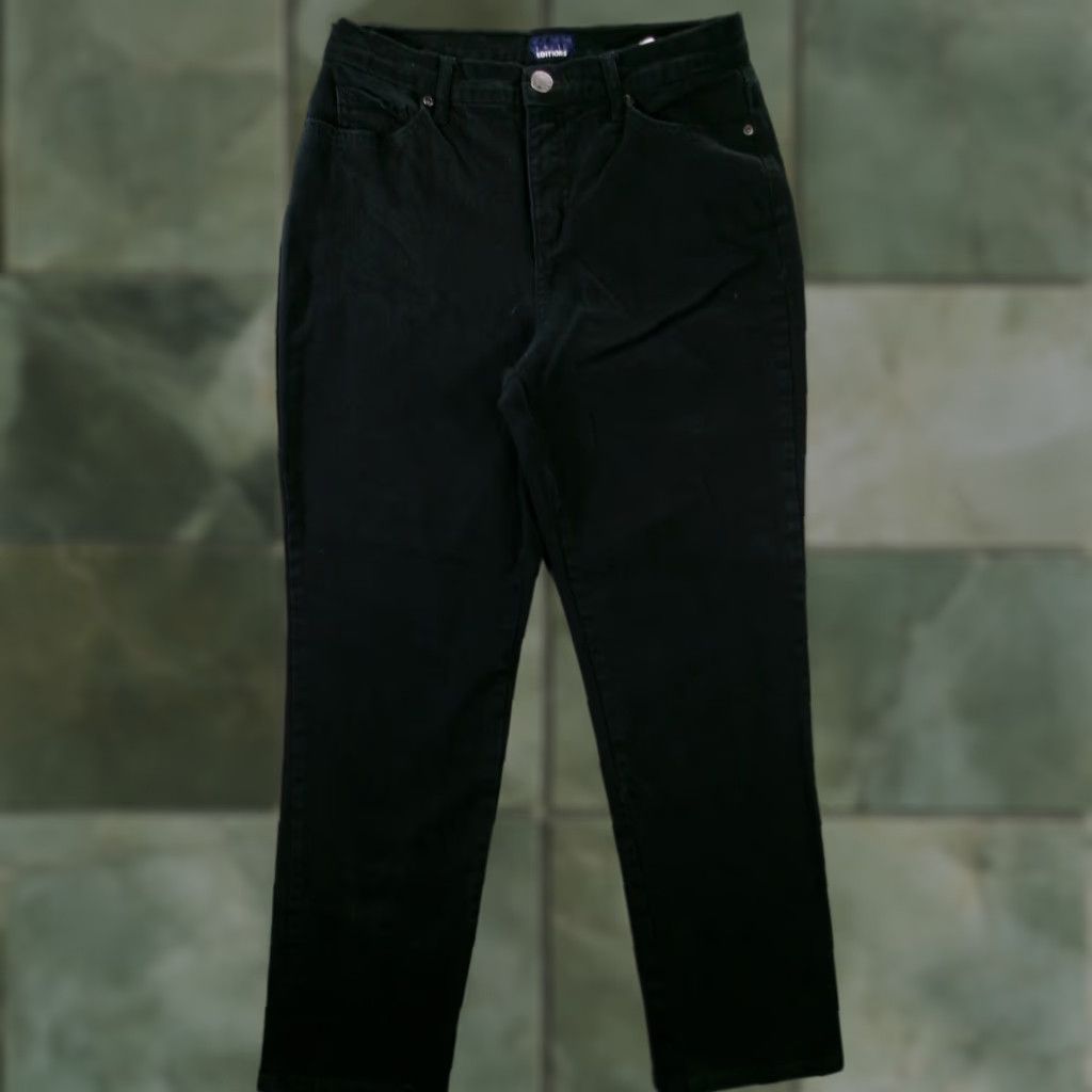 Basic Editions BASIC EDITIONS Pants Women 8 Short Black Casual Straight Leg Mid Rise Comfort Workwear Size 30" / US 8 / IT 44 - 1 Thumbnail