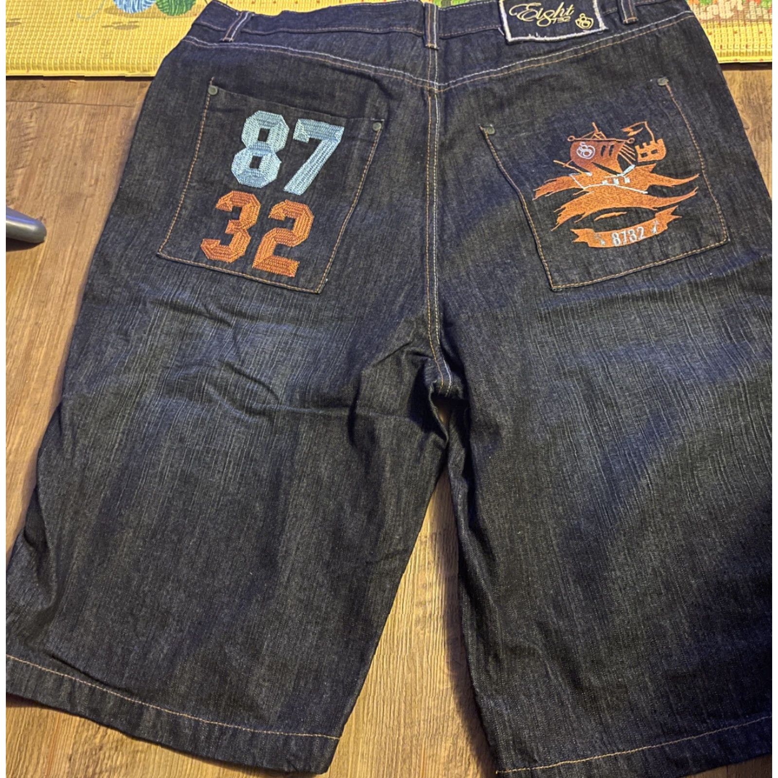 Vintage Eight 732 8732 Mens Shorts Size 38 Hip Hop Baggy Denim Blue Cotton Flat Front Relaxed Pockets Men Regular Baggy Hip Hop Rock Vintage No N/A Size US 38 / EU 54 - 6 Thumbnail