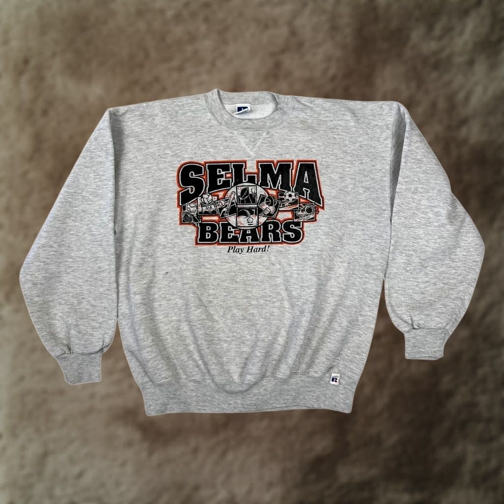 Russell Athletic VINTAGE Russell Athletic Sweatshirt Mens XL Gray Graphic Print Selma Bears USA Fleece Crew Neck Pullover Sports Logo Size US XL / EU 56 / 4 - 1 Thumbnail