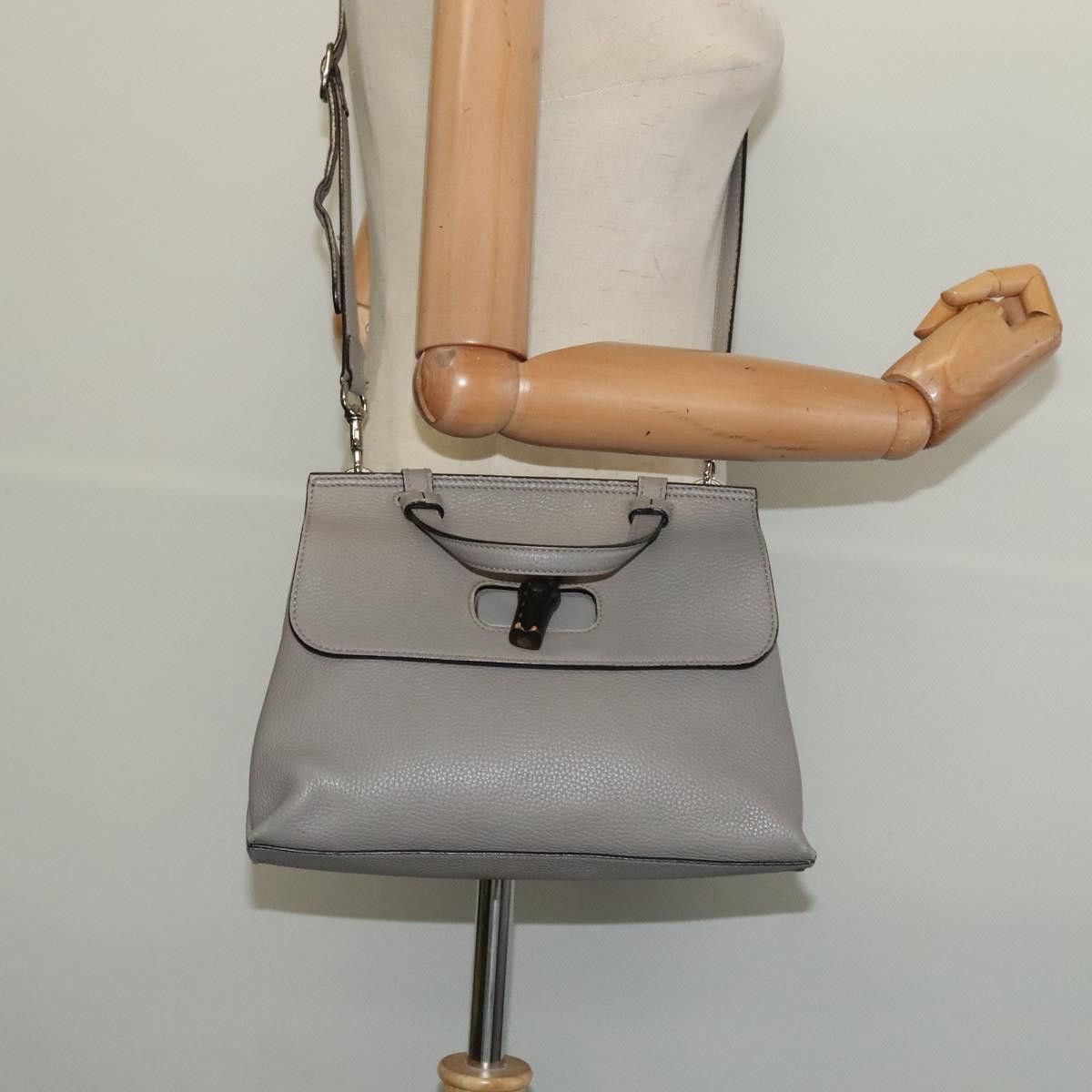 Gucci GUCCI Bamboo Daily Hand Bag Leather Gray Silver Size ONE SIZE - 22 Thumbnail