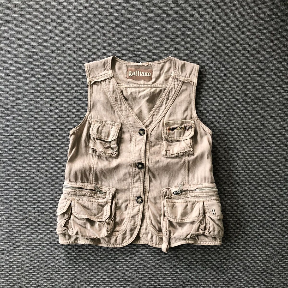 John Galliano GALLIANO Rare Utility Pockets Fishing Vest Size XS / US 0-2 / IT 36-38 - 1 Thumbnail