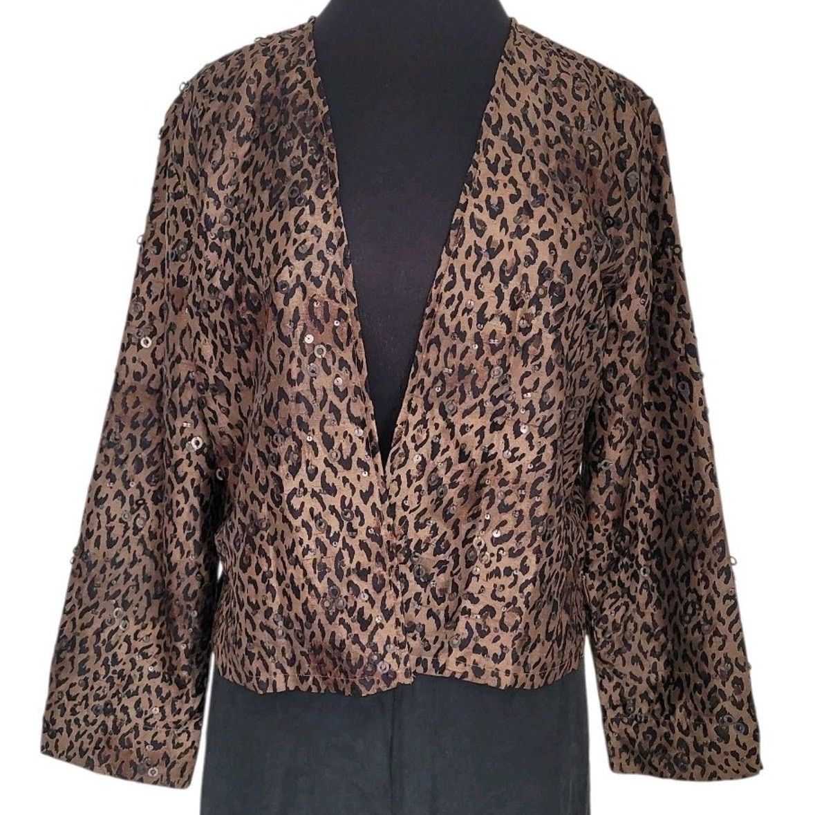 Chicos Chico’s Silk Sequin Jacket Animal Print Cropped M Size M / US 6-8 / IT 42-44 - 1 Thumbnail