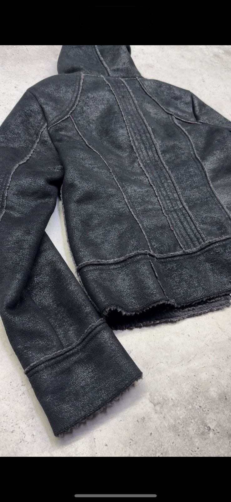 Japanese Brand Vintage Faded Big Neck Rick Owens Style Suede Jacket Size US M / EU 48-50 / 2 - 6 Thumbnail