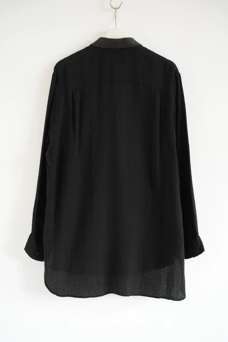 Yohji Yamamoto Yohji Yamamoto Yohji Yamamoto Black Shirt with Leather Col Size US M / EU 48-50 / 2 - 2 Thumbnail