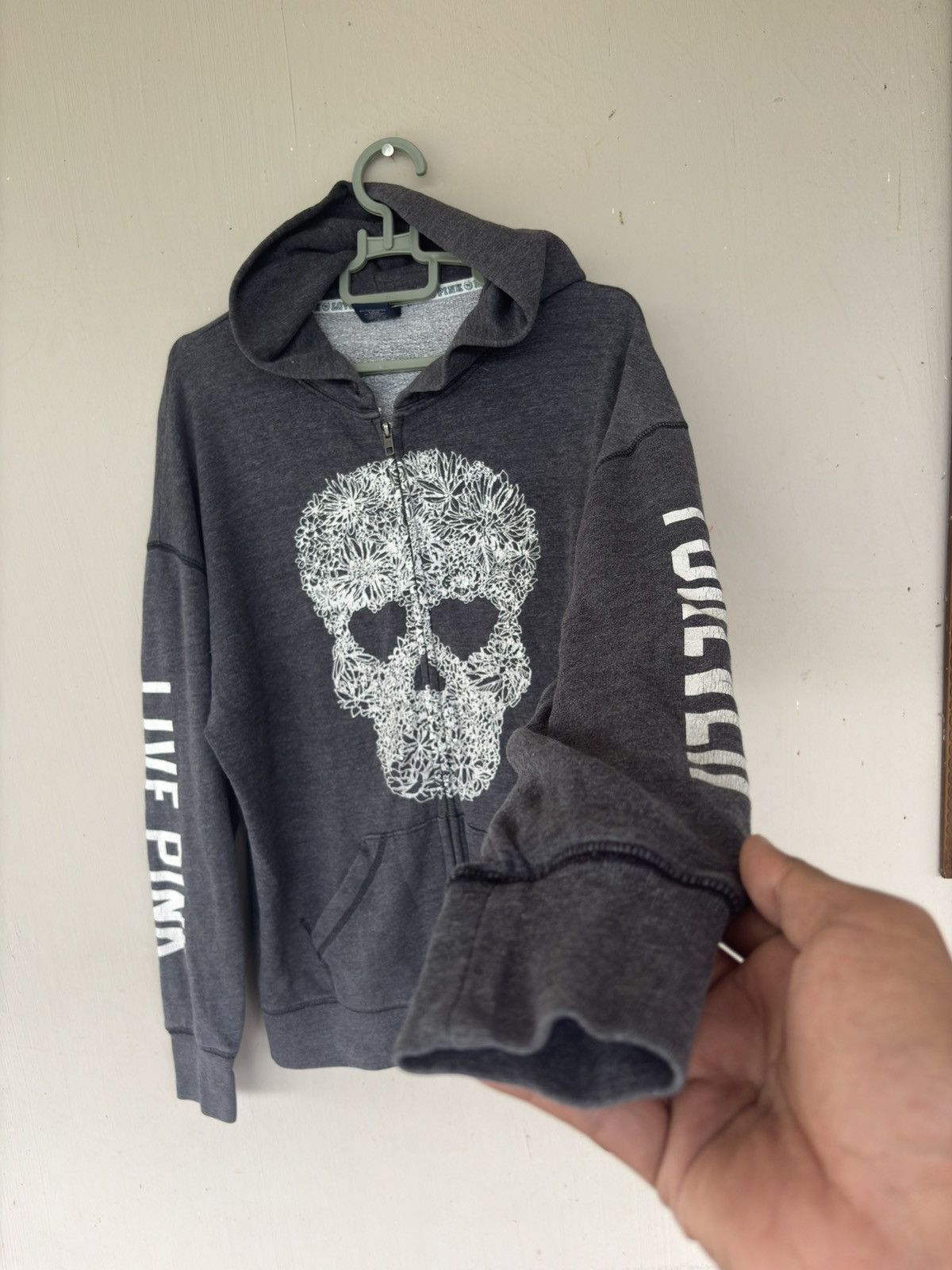 Pink PINK Skull Print Full Zip Hoodie Charcoal Grey Size US M / EU 48-50 / 2 - 3 Thumbnail