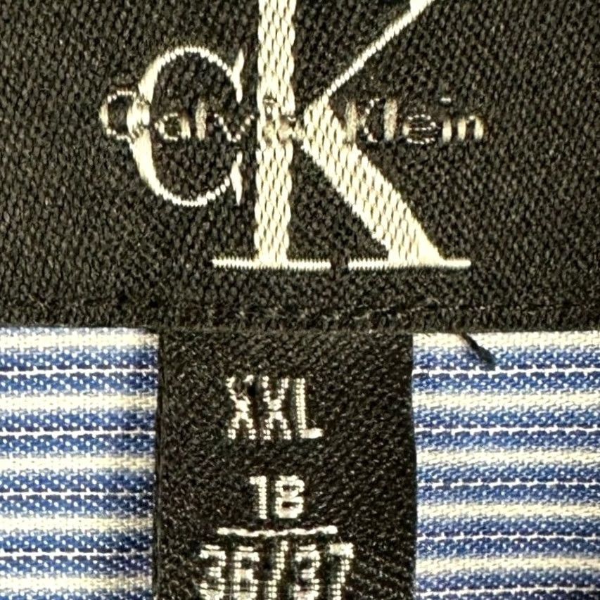 Calvin Klein Calvin Klein Shirt Dress Shirt Striped Button Up Blue 18 36-37 2XL Big & Tall Mens - Formal, Business Casual, Cotton, Long Sleeve, Pocket, Button Cuff Size US XXL / EU 58 / 5 - 4 Thumbnail