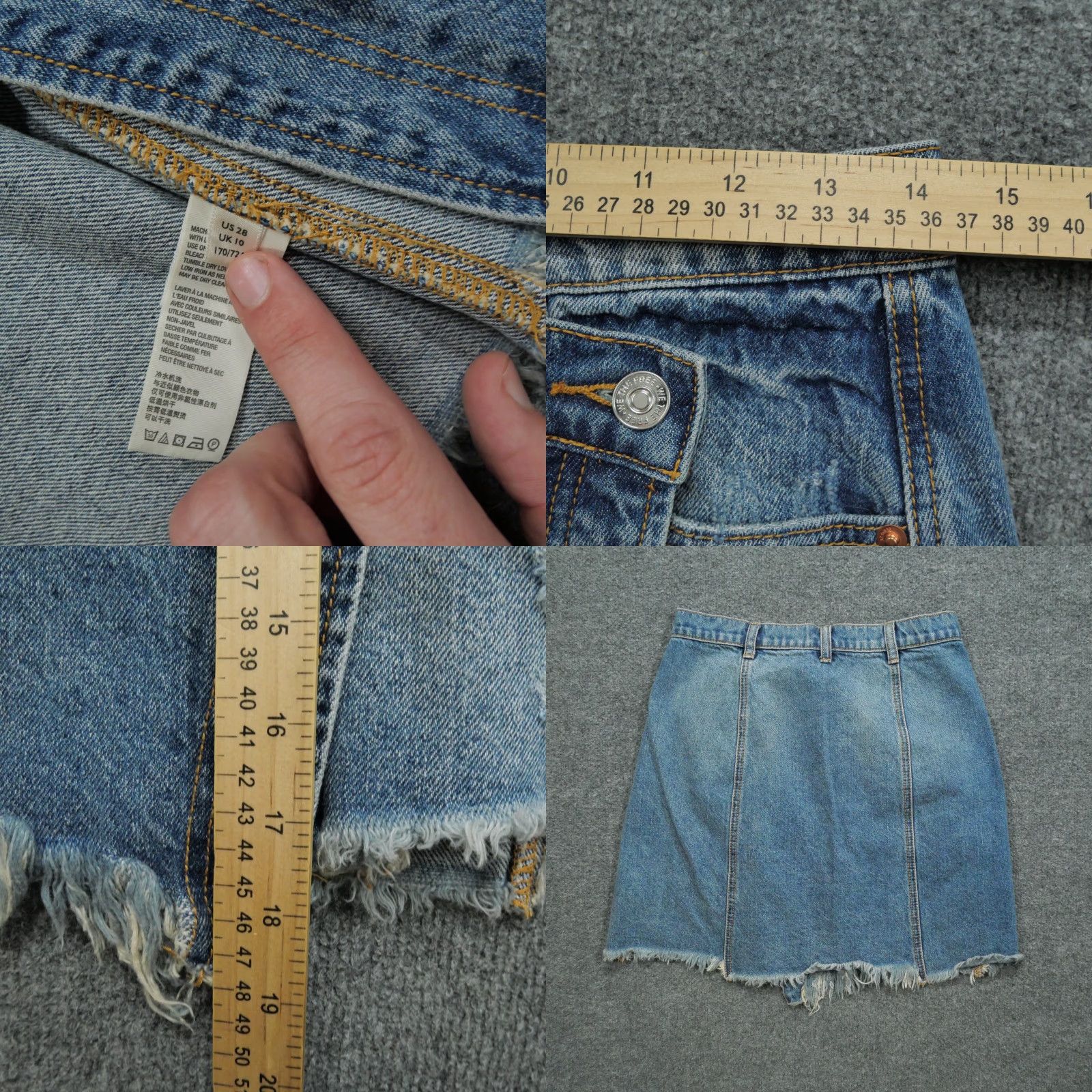 Free People Free People Skirt Womens 28 Blue Denim Asymmetrical Distressed We The Free Size 28" / US 6 / IT 42 - 8 Thumbnail