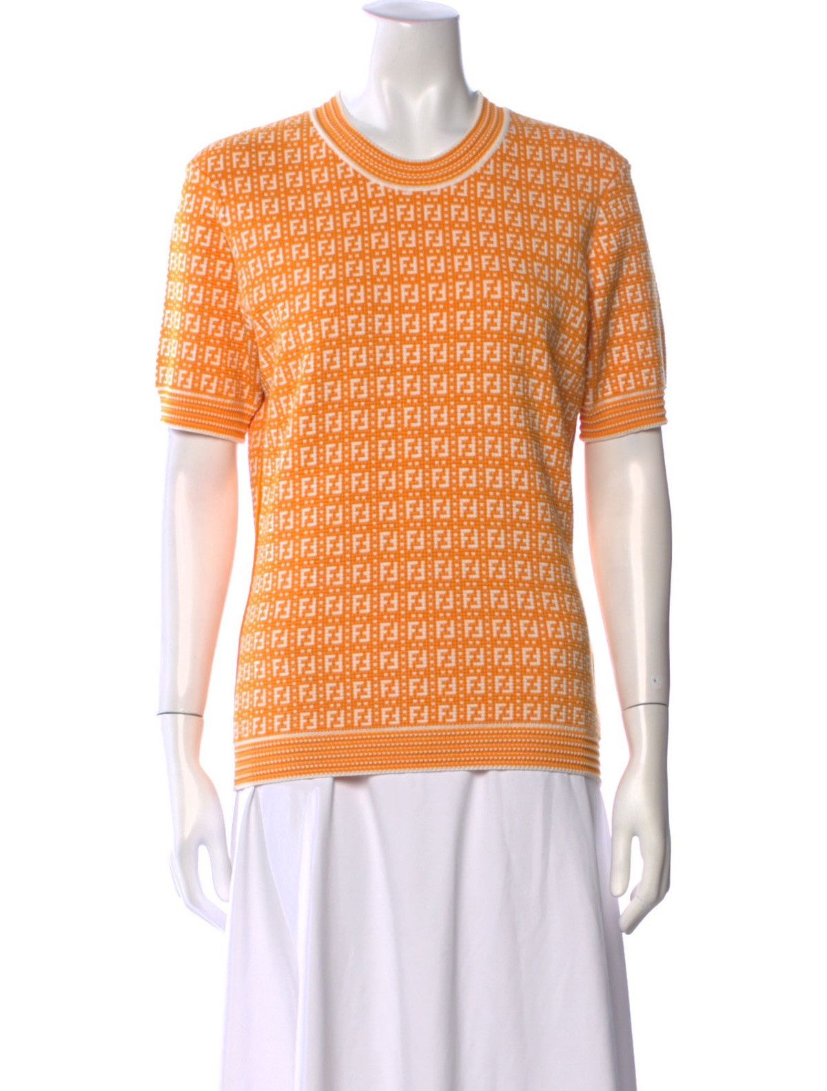 Fendi Fendi - FF Motif Knitted Yellow Blouse Size XS / US 0-2 / IT 36-38 - 12 Thumbnail