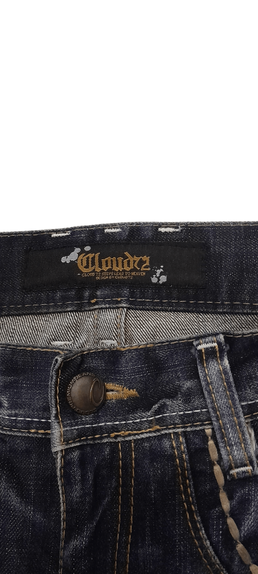 Japanese Brand CLOUD 72 Japan Disstressed Art Denim (S185) waist 33 Size US 33 - 7 Thumbnail