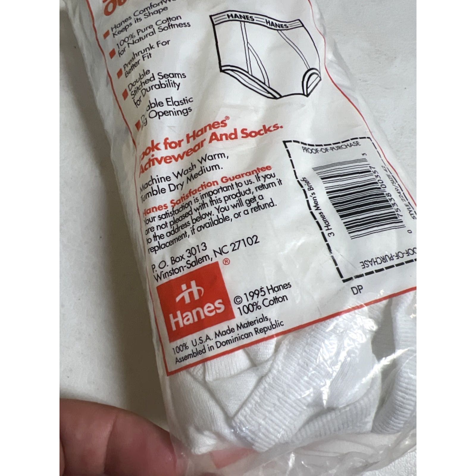 Hanes VINTAGE Hanes Underwear Briefs 3 Pack 42 White Mens 1990s 100% Cotton Breathing Preshrunk All Seasons Jersey Shirt, wait no. Size US 42 / EU 58 - 3 Thumbnail