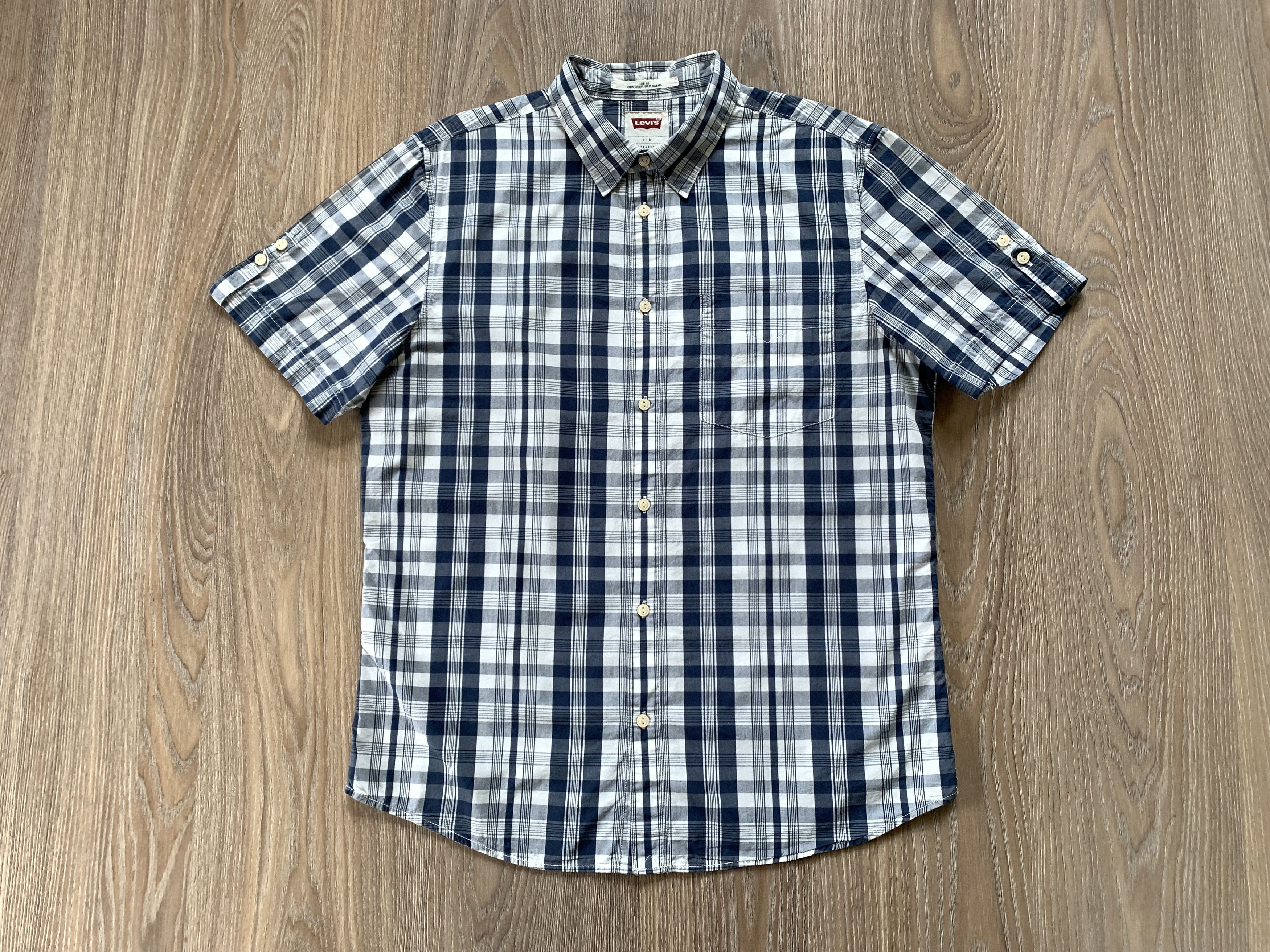 Levi's × Levi's Vintage Clothing × Vintage Levis Slim Fit Cotton Plaid Short Sleeve Shirt Size US L / EU 52-54 / 3 - 2 Thumbnail