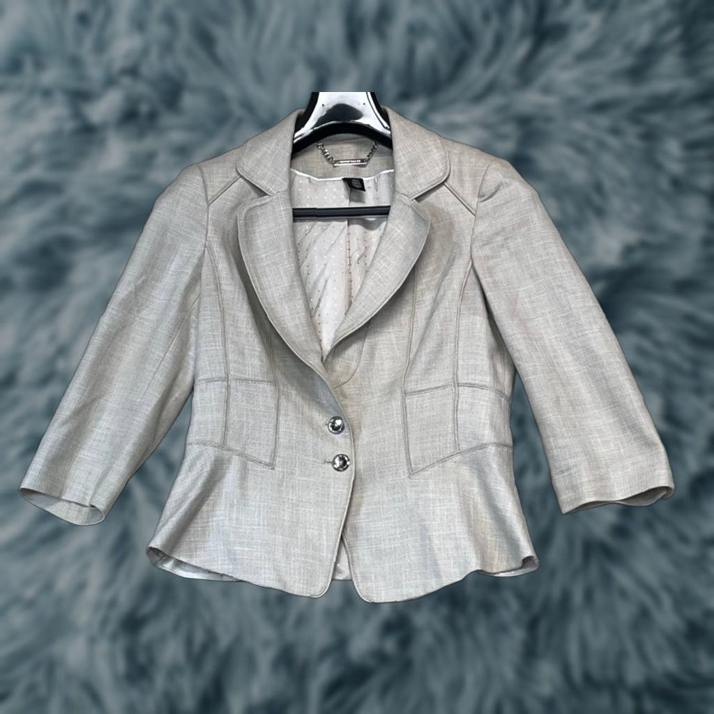 White House Black Market WHITE HOUSE BLACK MARKET Blazer 3/4 Sleeve Women Size 2 Gray Beige Suit Jacket/Blazer See Pics Size XS / US 0-2 / IT 36-38 - 1 Thumbnail