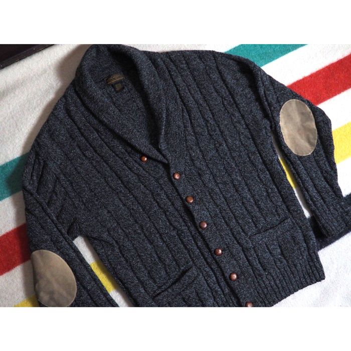 Eddie Bauer VTG 80s 90s Eddie Bauer Slate Gray Wool Cable Knit Cardigan ...