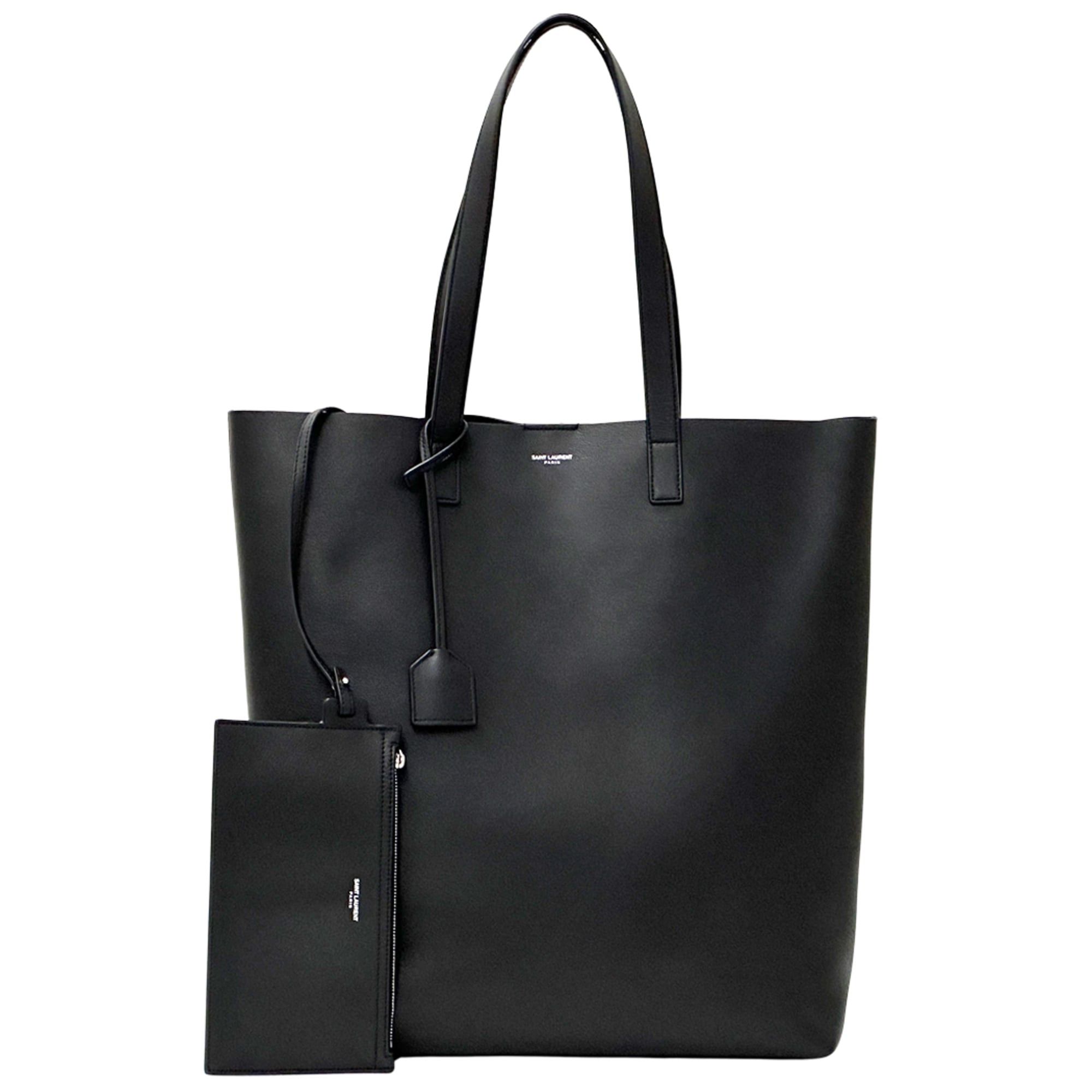 Saint Laurent Paris Saint Laurent handbag for women and men, brand name, leather, bold design, shopping tote bag, black, with pouch. Size ONE SIZE - 1 Thumbnail