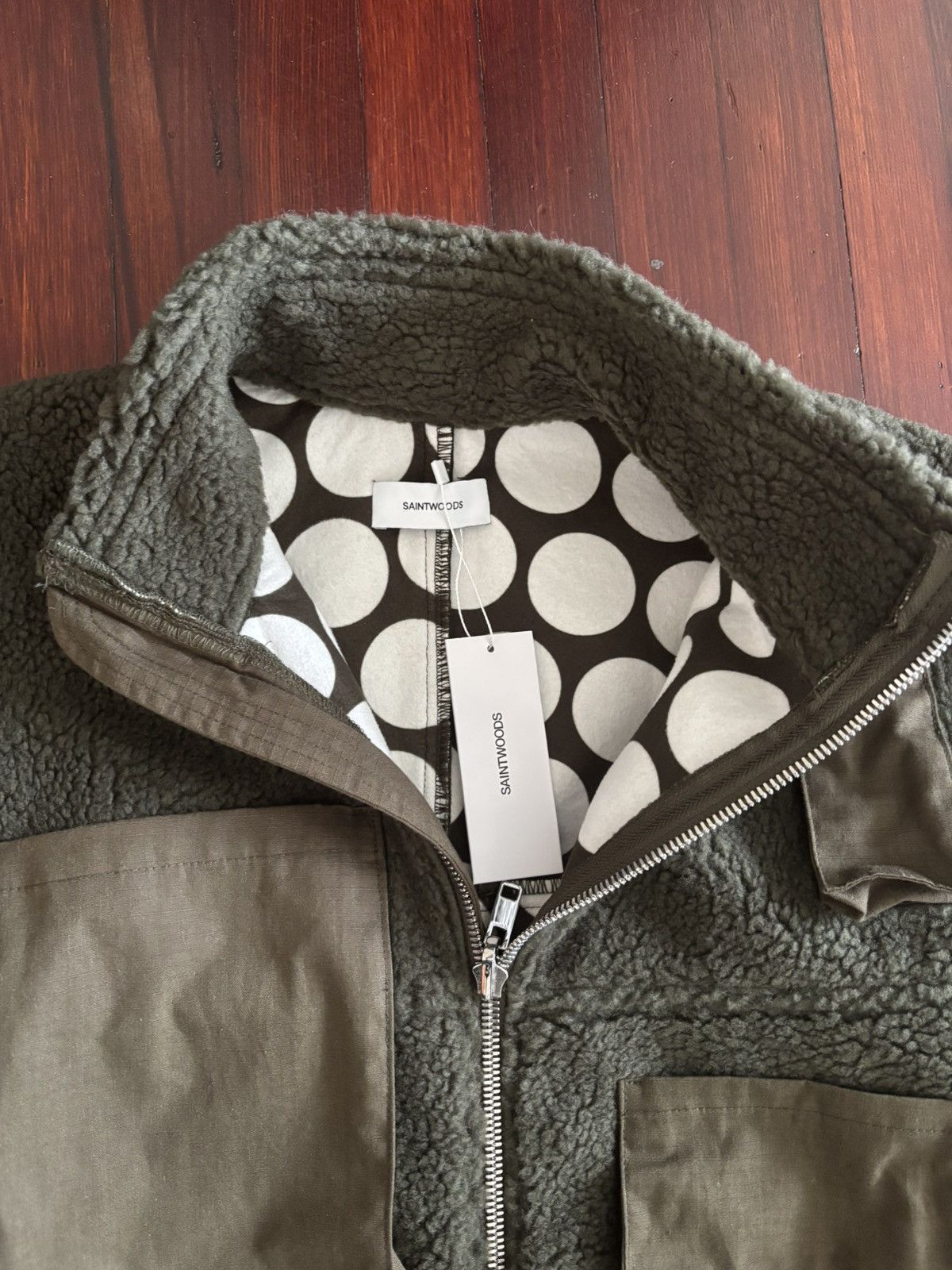 Saintwoods Saintwoods Green Reversible Polka-Dot Fleece Jacket Size US M / EU 48-50 / 2 - 3 Thumbnail