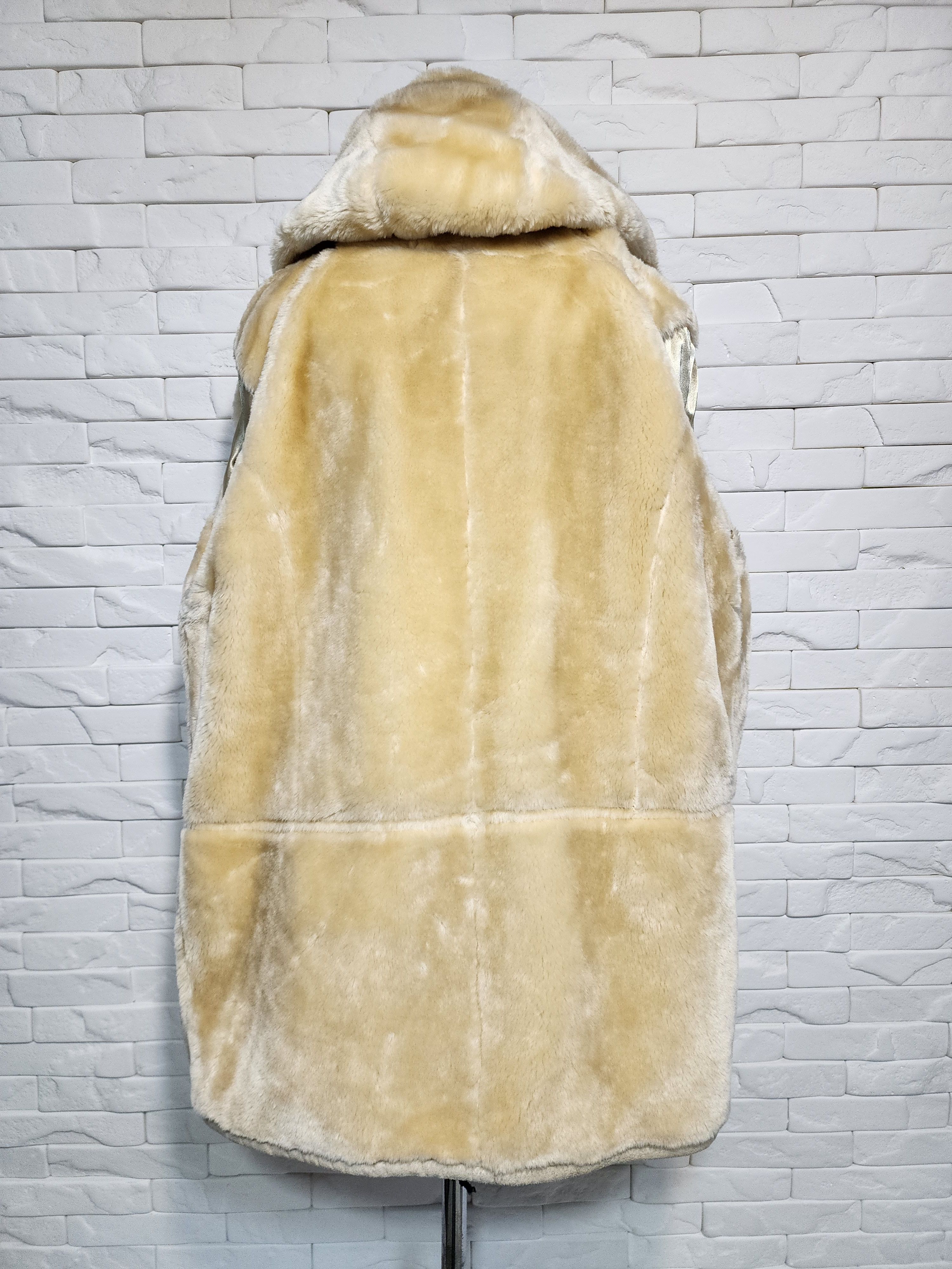 Genuine Leather Women's Beige Hooded Fur Jacket Size XXL / US 16-18 / IT 52-54 - 7 Thumbnail