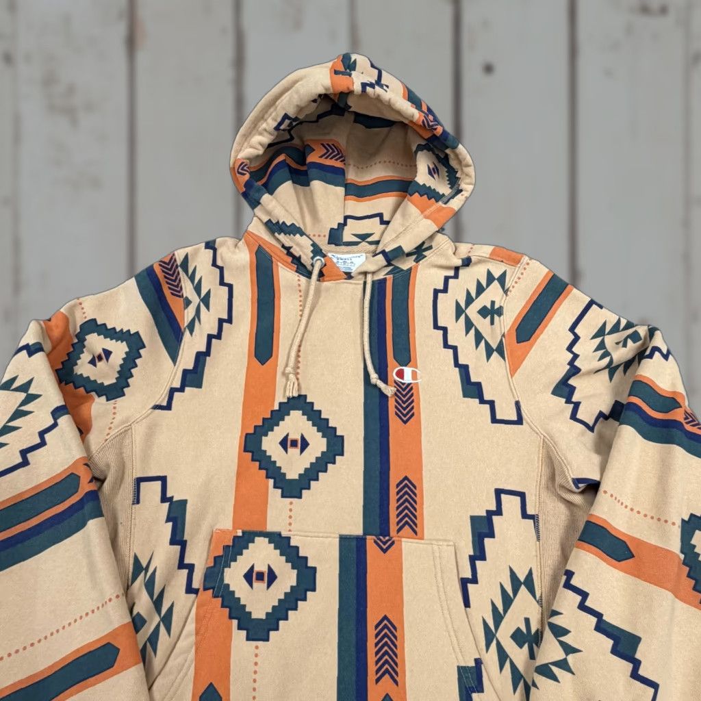 Champion Champion Hoodie Mens Small Beig e Aztec Southwestern Pullover Print Reverse Weave Size US S / EU 44-46 / 1 - 1 Thumbnail
