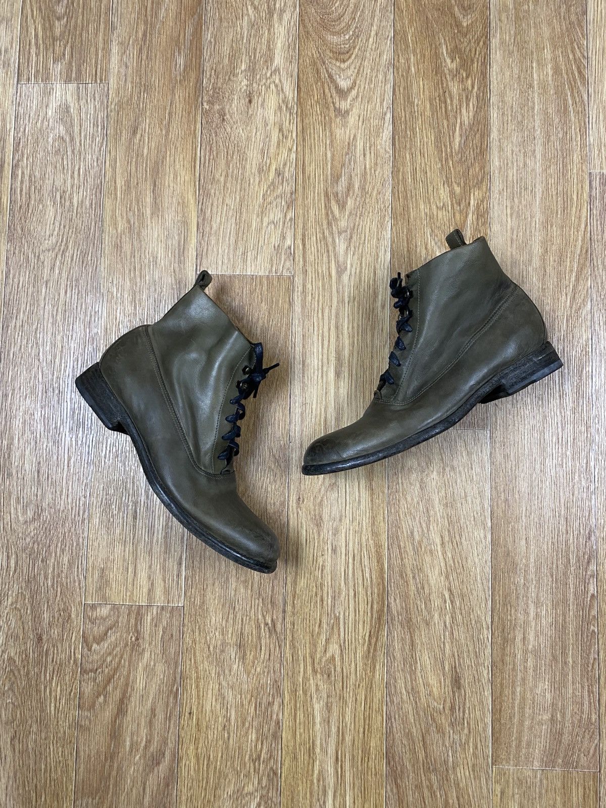Leather × Sartore Sartore Paris Olive Green Leather Ankle Boots Size: 38 Size US 8 / IT 38 - 2 Thumbnail