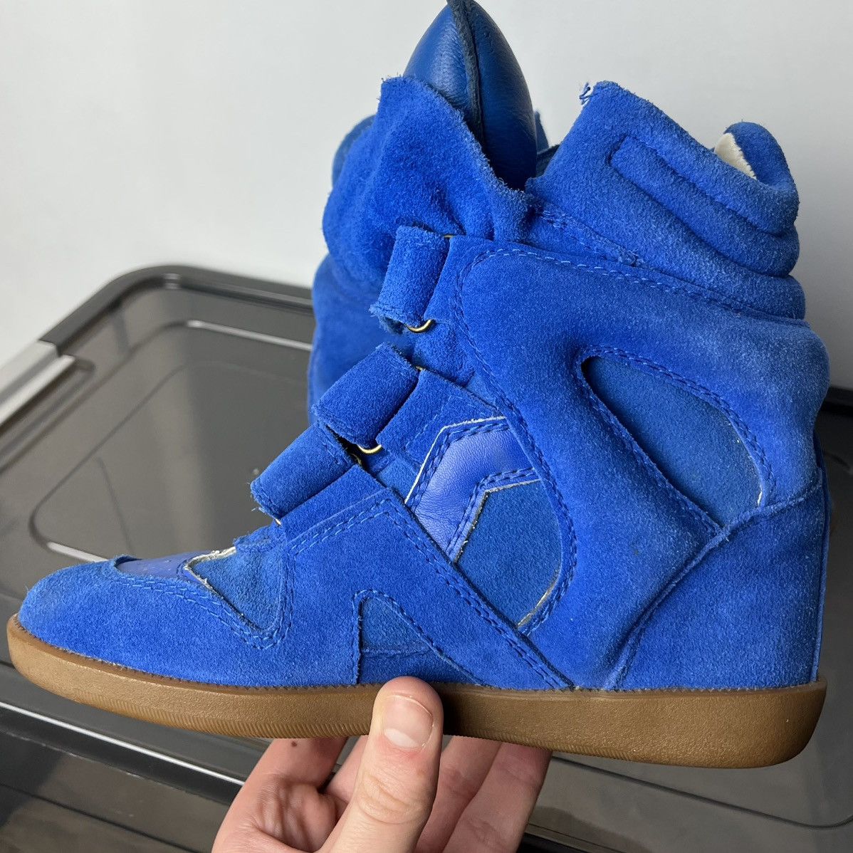 Isabel Marant Iconic Isabel Marant Bekett Blue Suede Wedge Y2k Sneakers Size US 6 / IT 36 - 7 Thumbnail