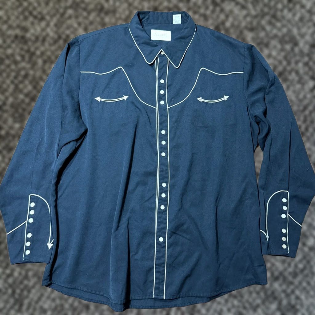Scully Scully Shirt Men 2XL Black Button-Up Long Sleeve Collared Snap Pearl Pocket Western Casual Shirt Size US XXL / EU 58 / 5 - 1 Thumbnail