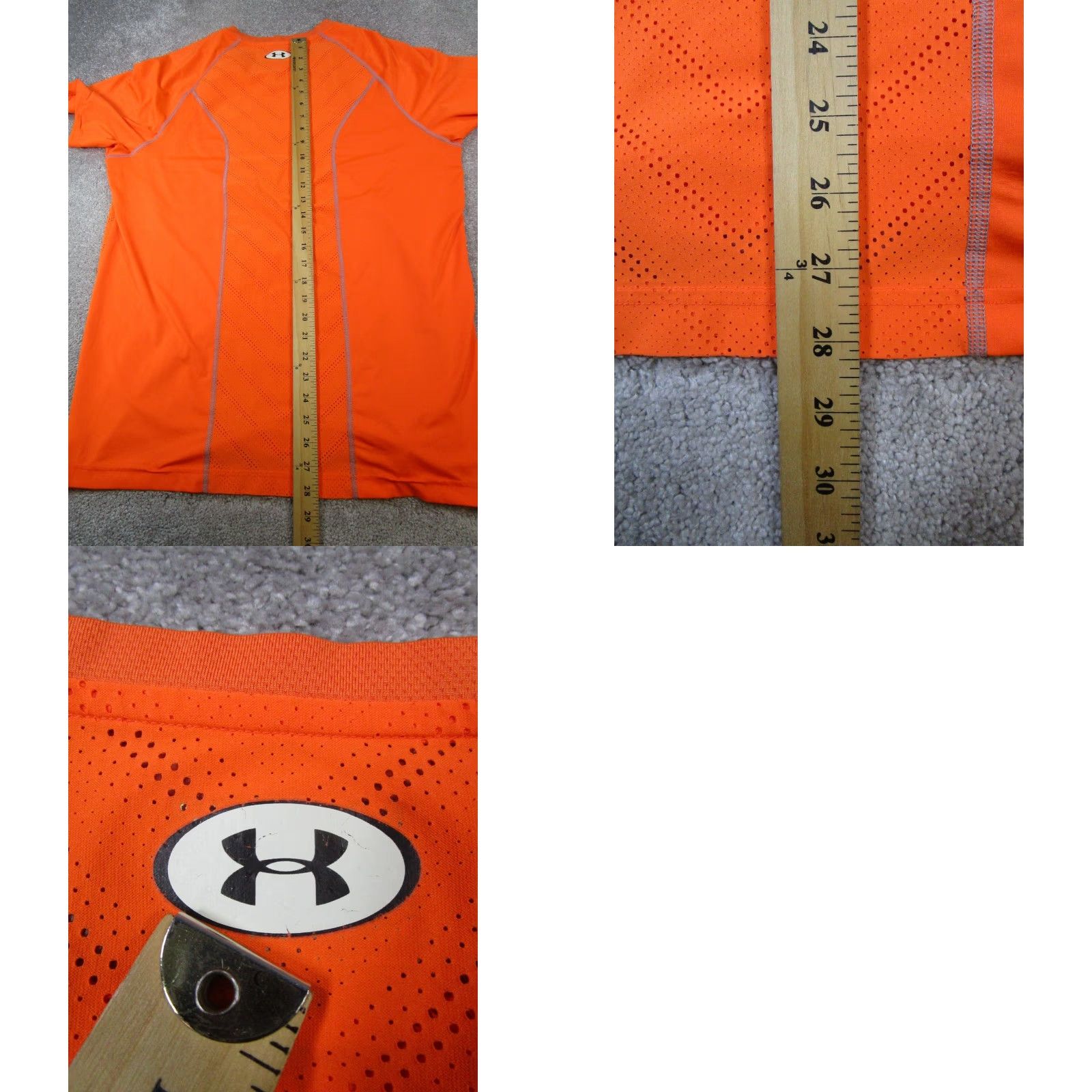 Under Armour Under Armour Shirt Mens XL Orange HeatGear Running Pullover - Activewear Sports T-Shirt Short Sleeve Crew Neck, Polyester, Solid, Logo, Regular Size Size US XL / EU 56 / 4 - 8 Thumbnail