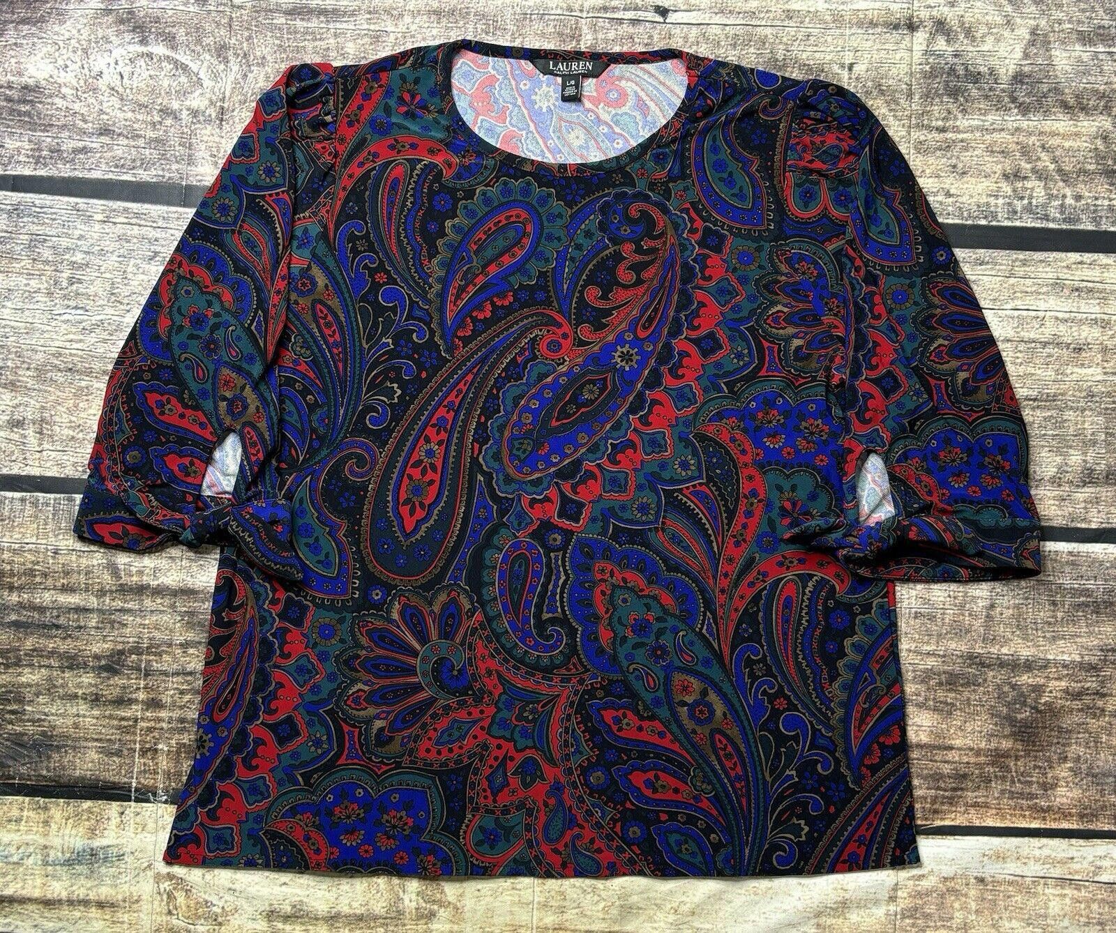 Lauren Ralph Lauren Lauren Ralph Lauren Blouse Top Womens Large Black Label Tie Size L / US 10 / IT 46 - 1 Thumbnail