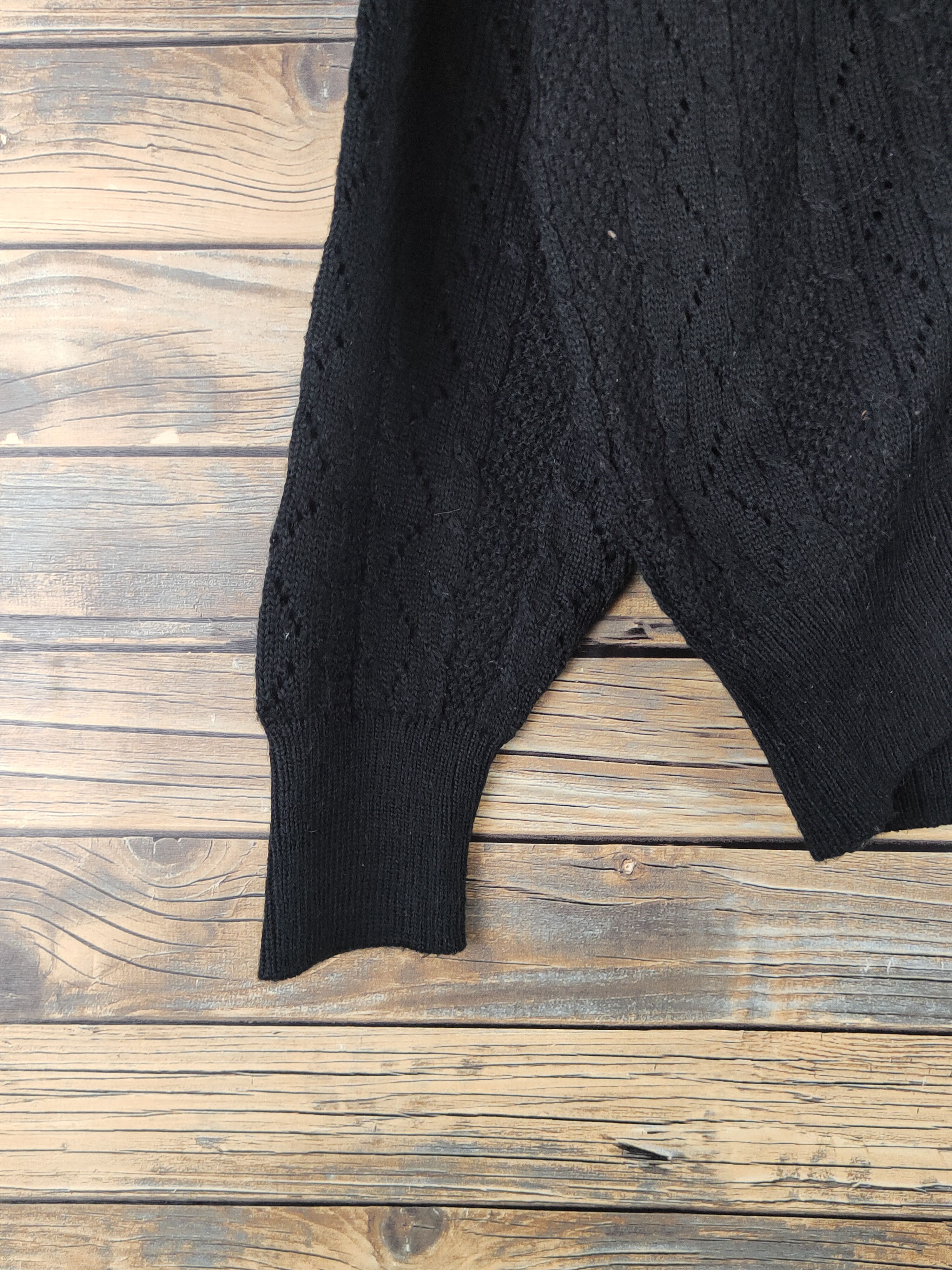 Aran Isles Knitwear × Japanese Brand More Criss Black Knitwear Cardigan #W1216 Size M / US 6-8 / IT 42-44 - 4 Thumbnail
