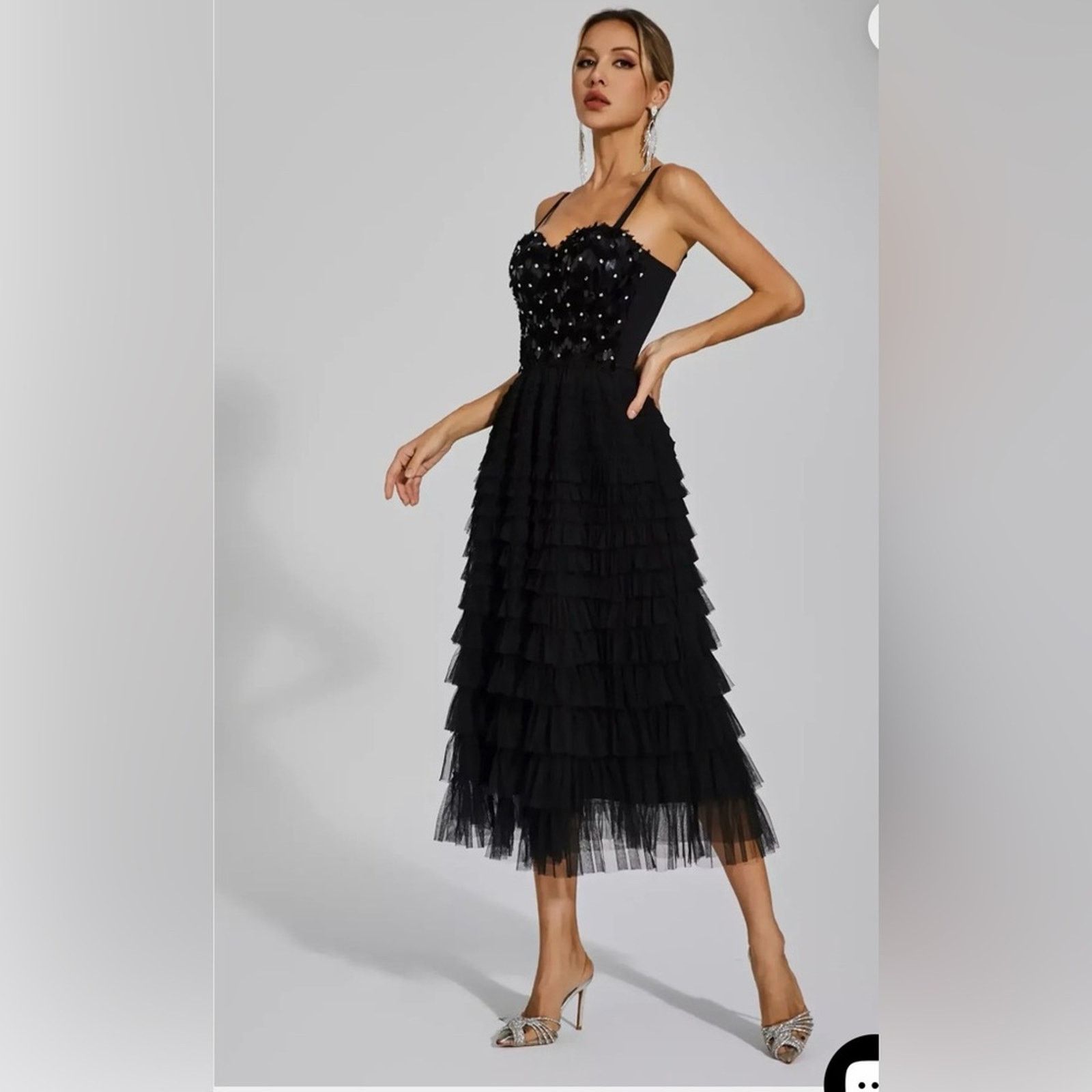 Other Black Sequined Slip Party Cocktail Classy Ruffled Dress S Size S / US 4 / IT 40 - 3 Thumbnail