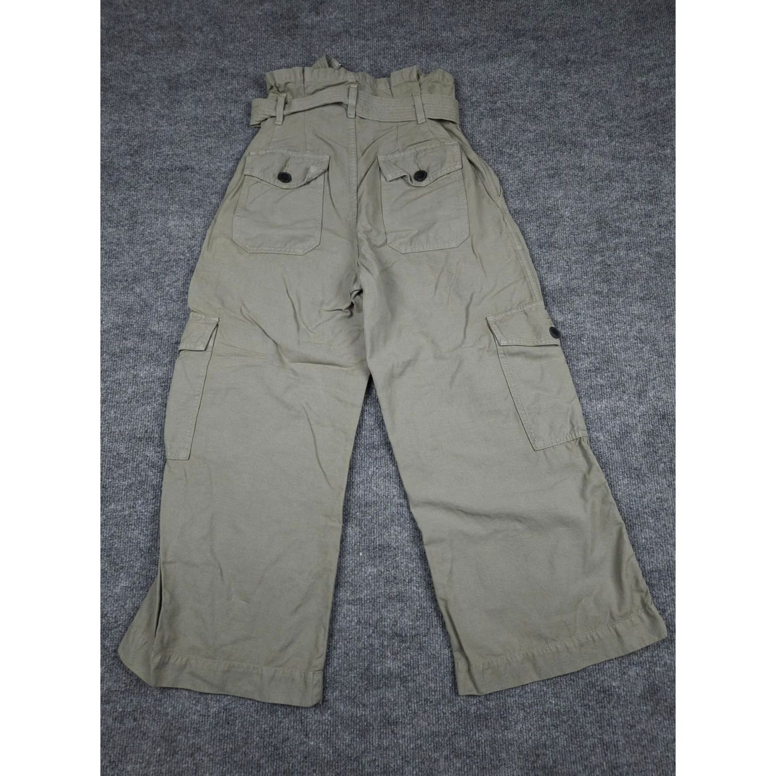 Citizens Of Humanity Citizens of Humanity Pants Wide Leg Cropped Paper Bag High Waist Green 24 Linen Blend Casual Workwear Travel Size ONE SIZE - 2 Thumbnail