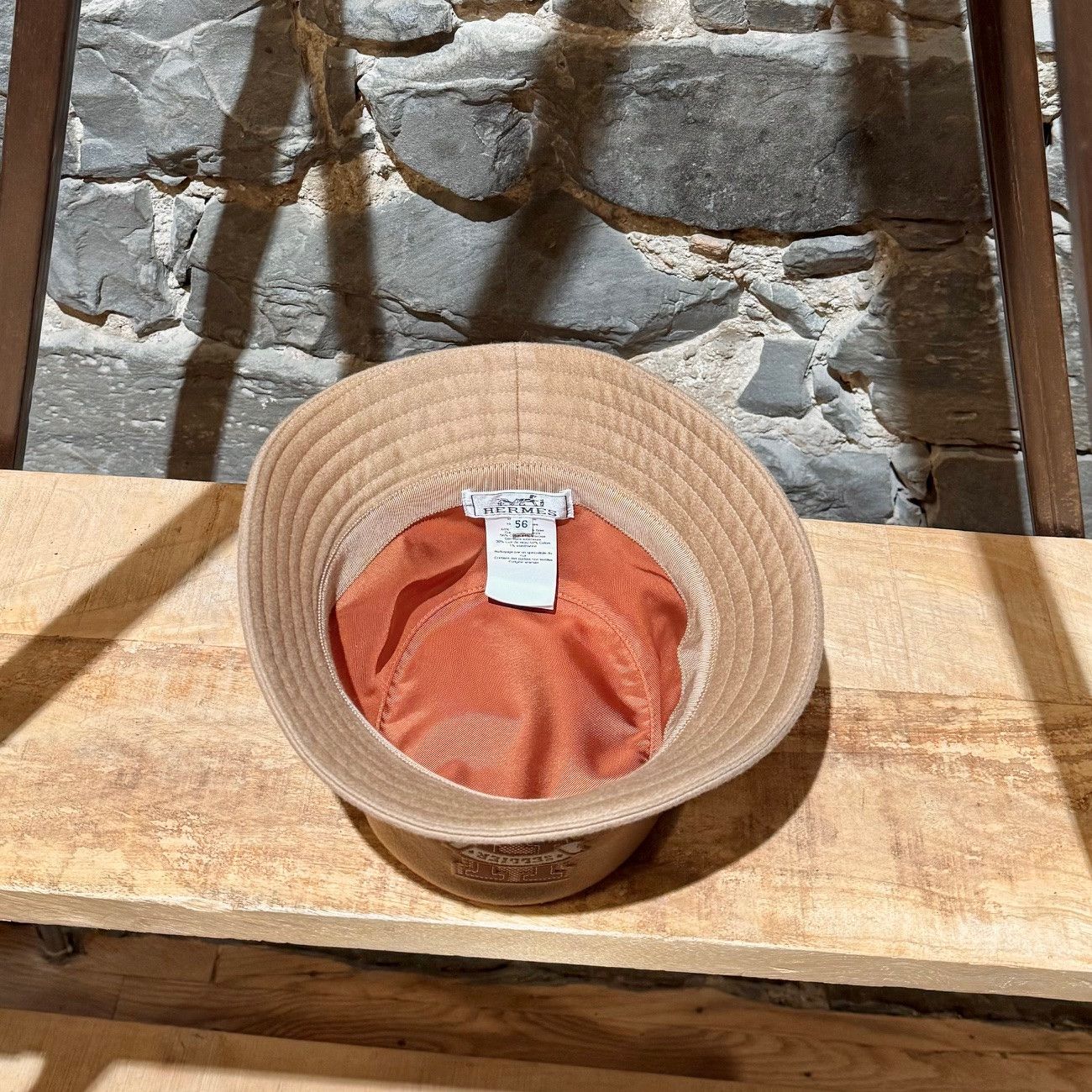 Hermes Hermès Harper H Sellier Beige Cashmere Bucket Hat - MEDIUM Size ONE SIZE - 8 Thumbnail