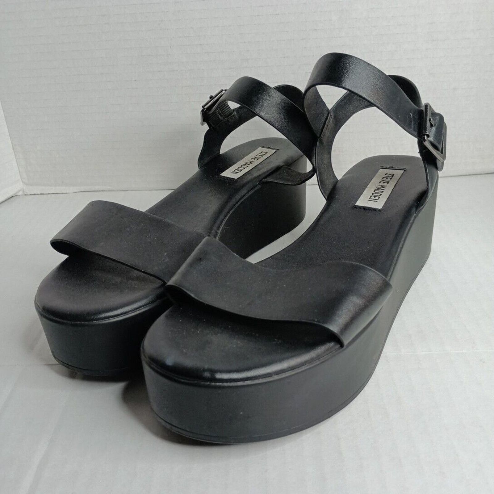 Steve Madden Steve Madden Black Wedge Sandals Women's Size 7.5M Size US 7.5 / IT 37.5 - 1 Thumbnail