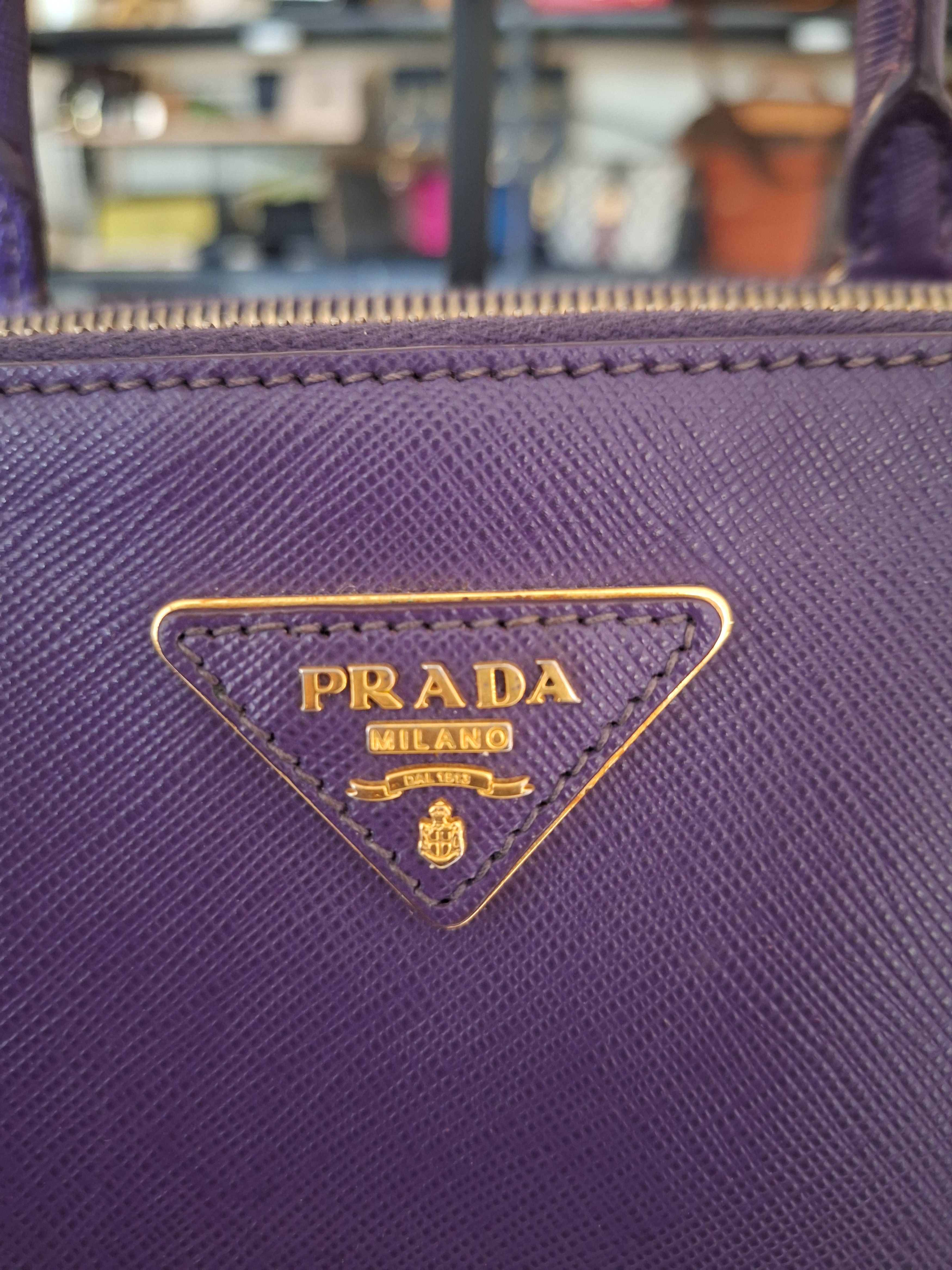 Prada Prada Purple Saffiano Lux Leather Galleria Satchel Tote Size ONE SIZE - 2 Thumbnail