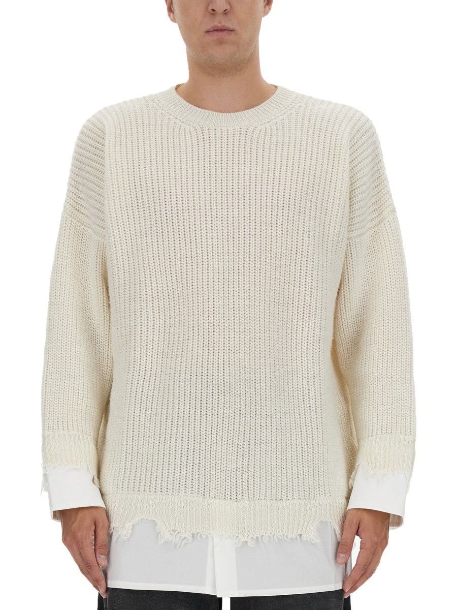 MM6 MM6 SHIRT BOTTOM SWEATER - IVORY Size US S / EU 44-46 / 1 - 1 Thumbnail