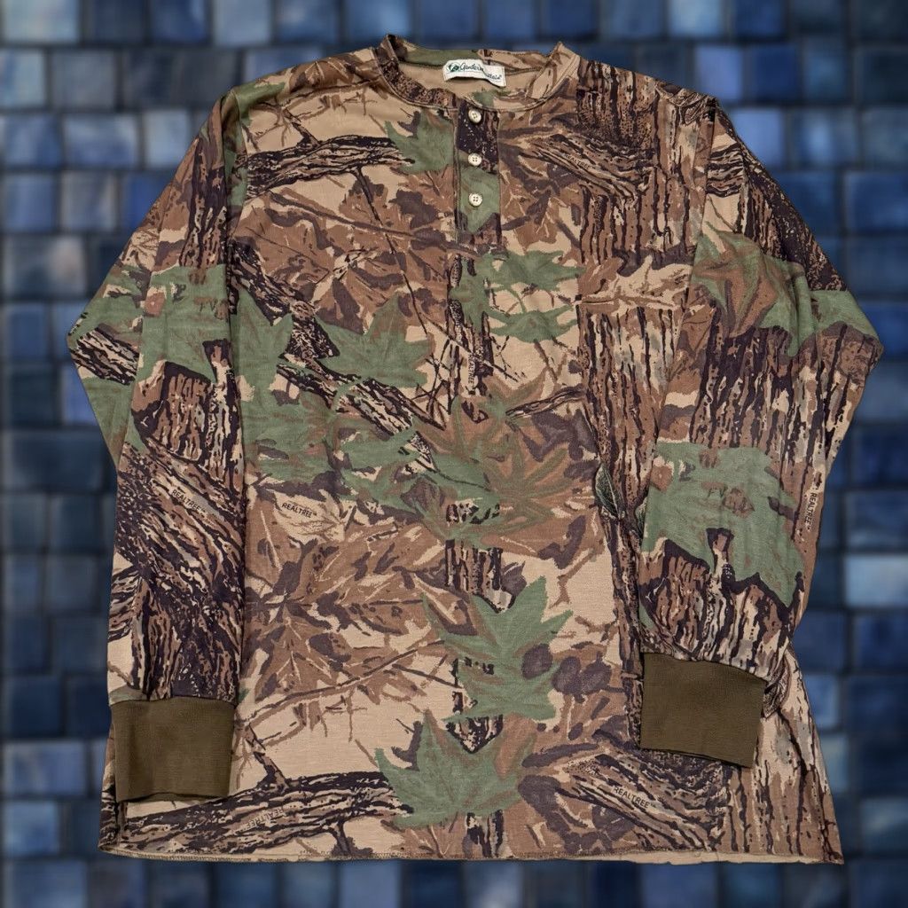 Realtree VINTAGE Gander Mountain Long Sleeve Mens XL Henley Brown Camo Realtree 90s Shirt Size US XL / EU 56 / 4 - 1 Thumbnail