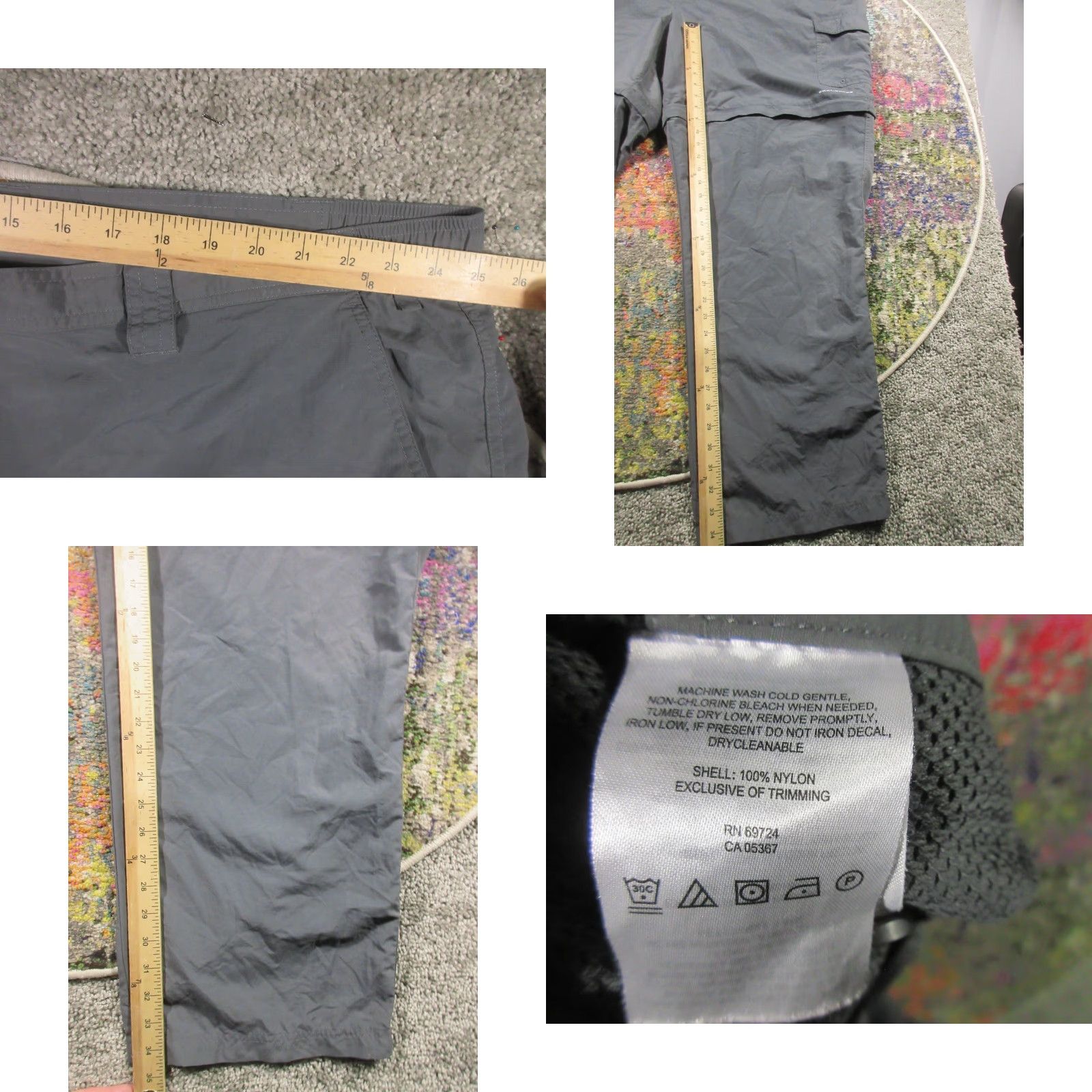 Vintage Columbia Omni-Shade Convertible Cargo Pants Mens 52 Regular Gray Nylon Lightweight Size US 36 / EU 52 - 8 Thumbnail
