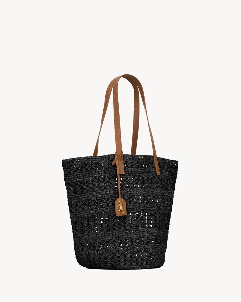 Saint Laurent Paris o1bcso1str0326 Size: OS/Panier Medium Bag In Raffia in Black Size ONE SIZE - 3 Thumbnail