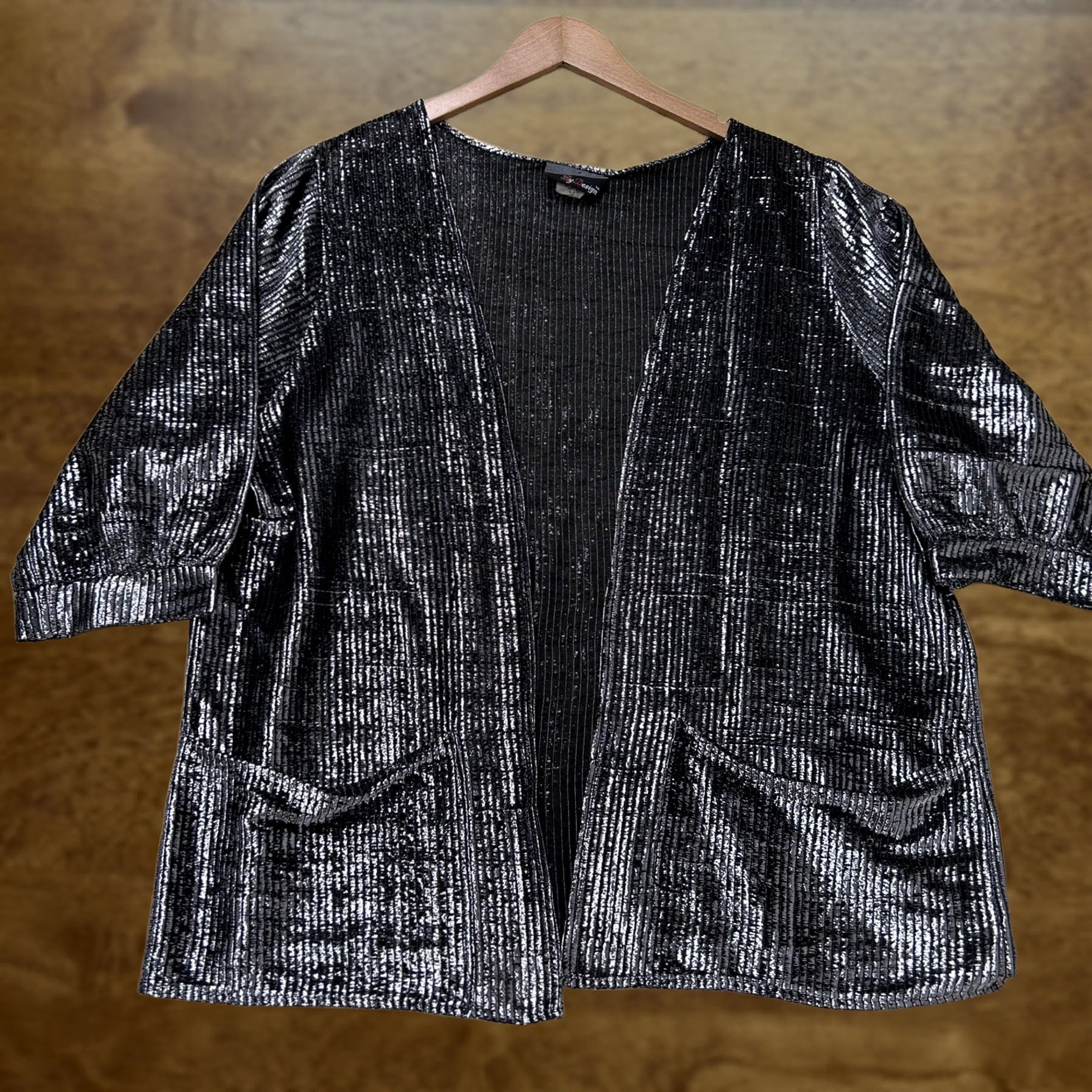 Vintage VINTAGE By Design Jacket Womens XL Kimono Open Front Metallic Striped Party Size XL / US 12-14 / IT 48-50 - 1 Thumbnail