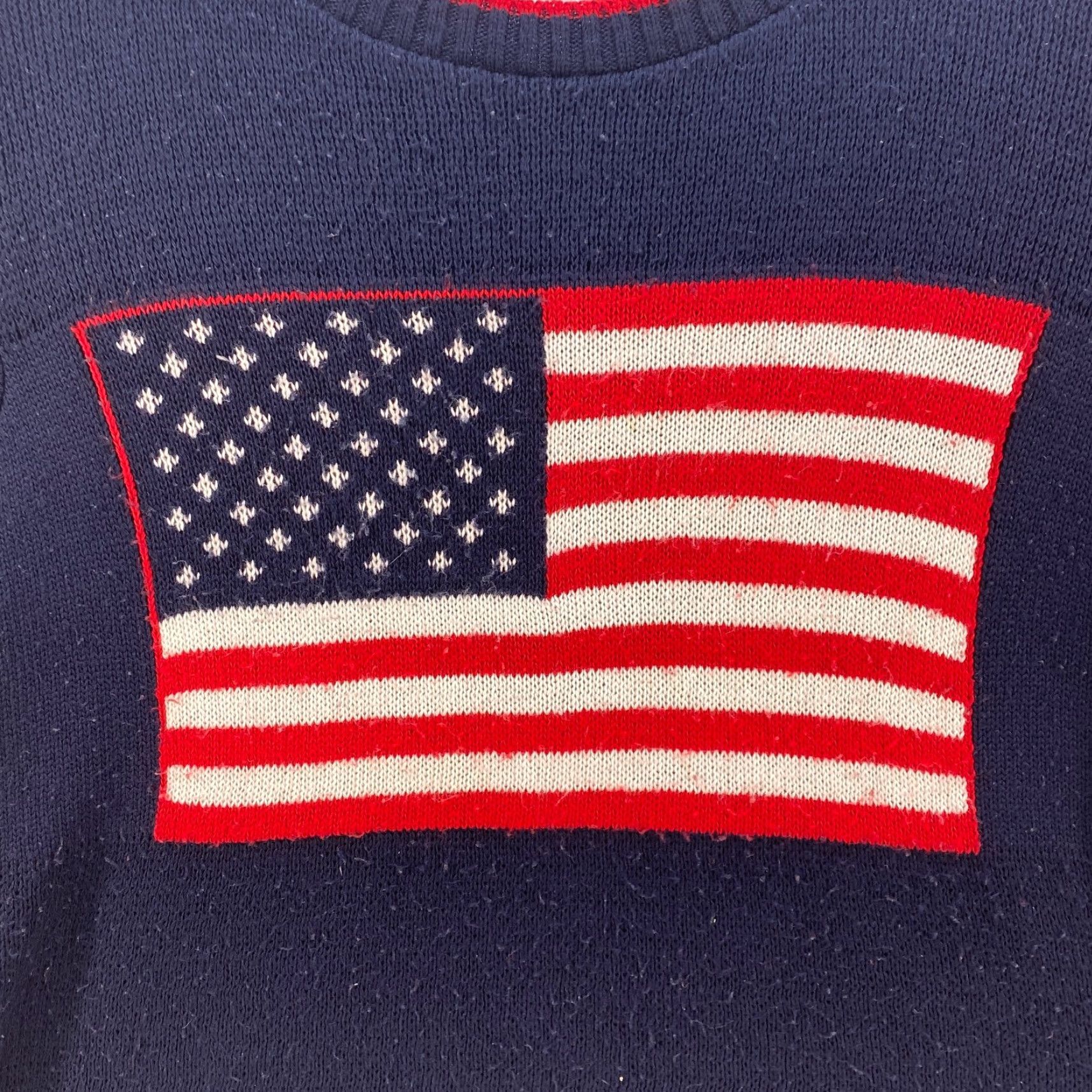 Hanes VINTAGE Hanes USA American Flag Small Blue Sweater Unisex Adults S Crew Neck 100 Acrylic VTG VTG VTG Size US S / EU 44-46 / 1 - 3 Thumbnail