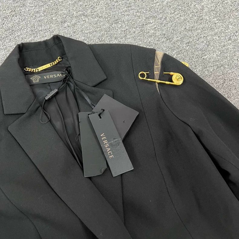 Versace Black and gold pin blazer