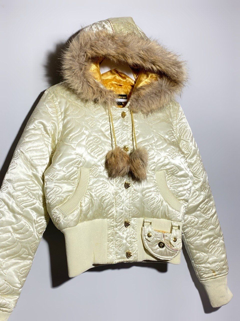 Rocawear Vintage Y2K Rocawear Jacket Embroidered Cream Down Faux Fur Size L / US 10 / IT 46 - 4 Thumbnail