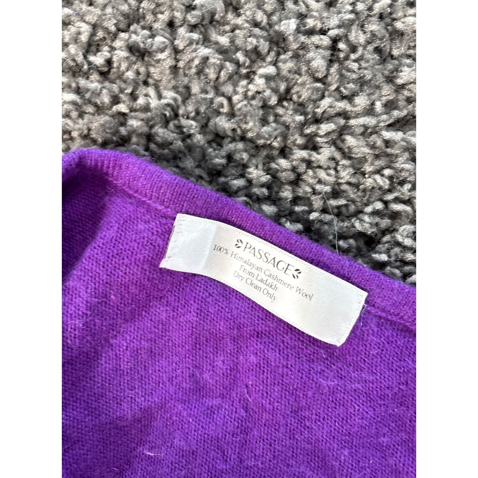 Vintage PASSAGE Purple 100% Cashmere Wool Shawl Womens One Size Shawl Purple Wool Soft Knitted Wrap Pullover Sleeveless Knit One Size Womens Size ONE SIZE - 3 Thumbnail