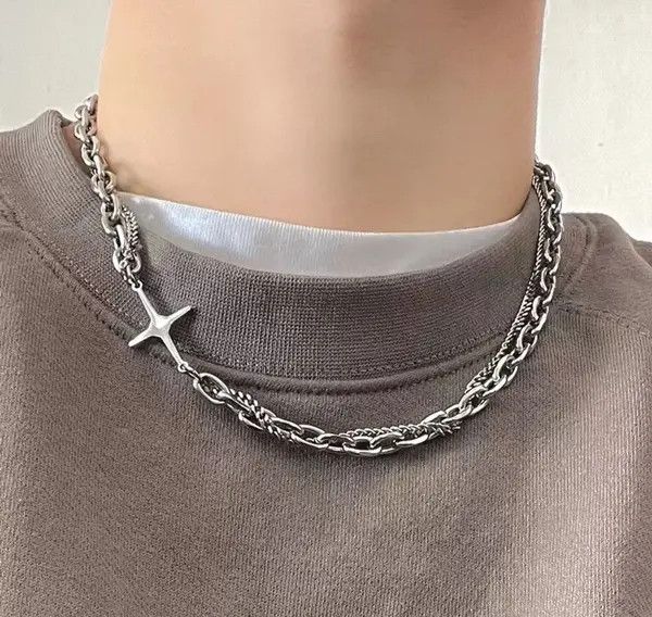 Jewelry Silver Cross Goth God Pendant Necklace Size ONE SIZE - 1 Thumbnail